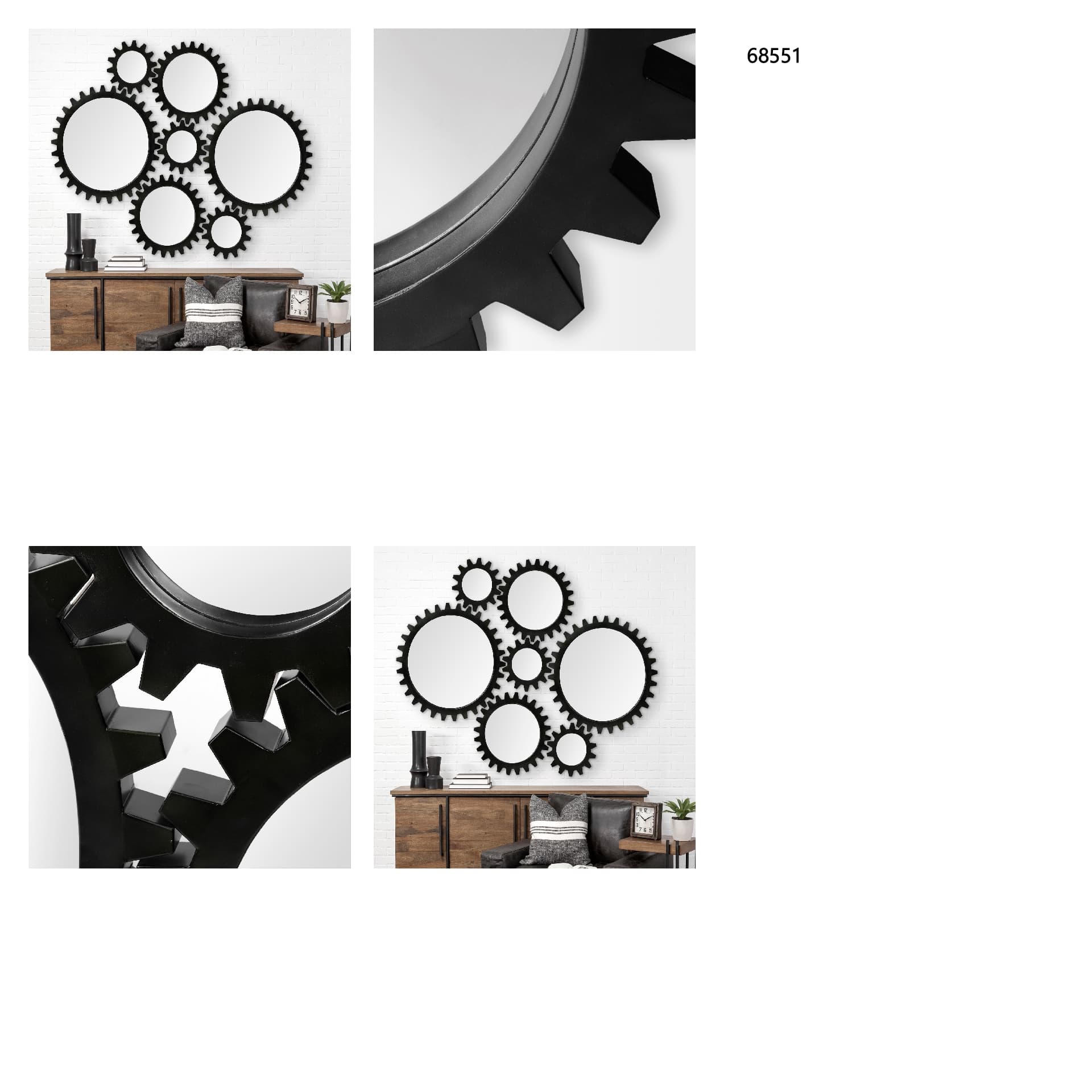Alloy Cog 37" Round Black Metal Frame Mirror — in a styled room