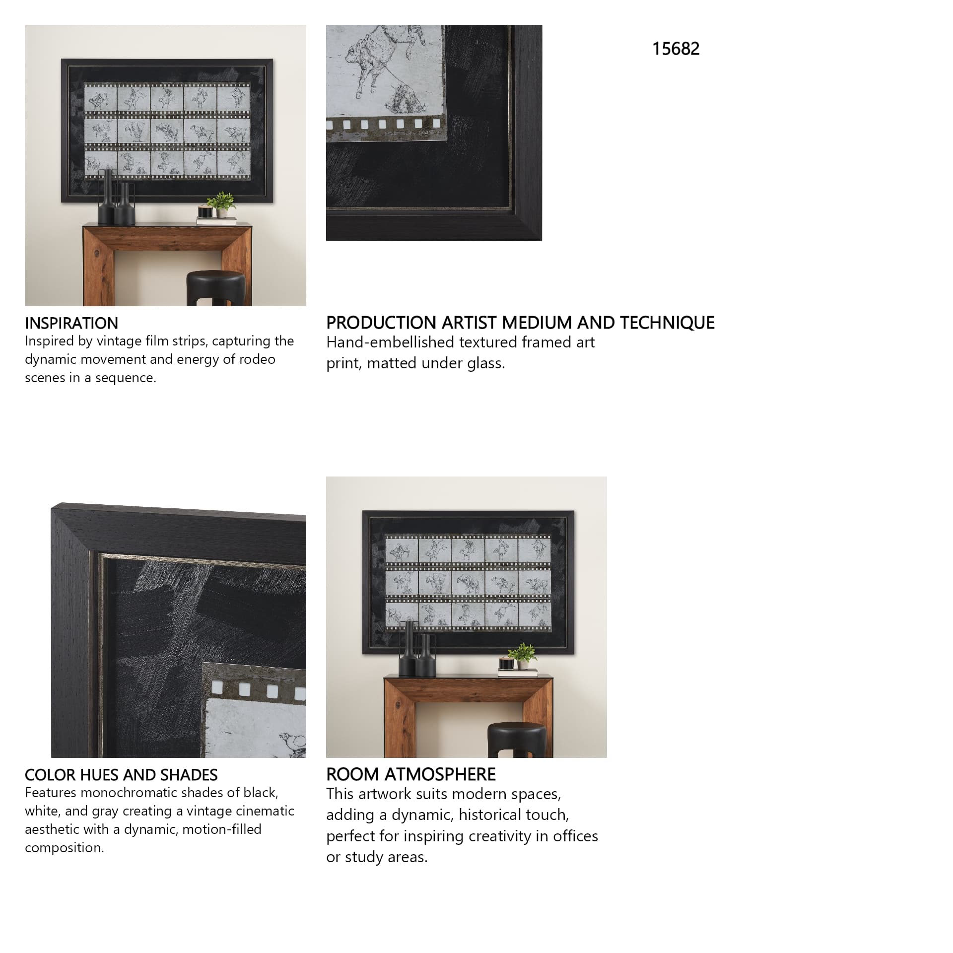 Eight Seconds by Mercana Studio a Hand Embellished Framed Art Print Matted under Glass — in a styled room