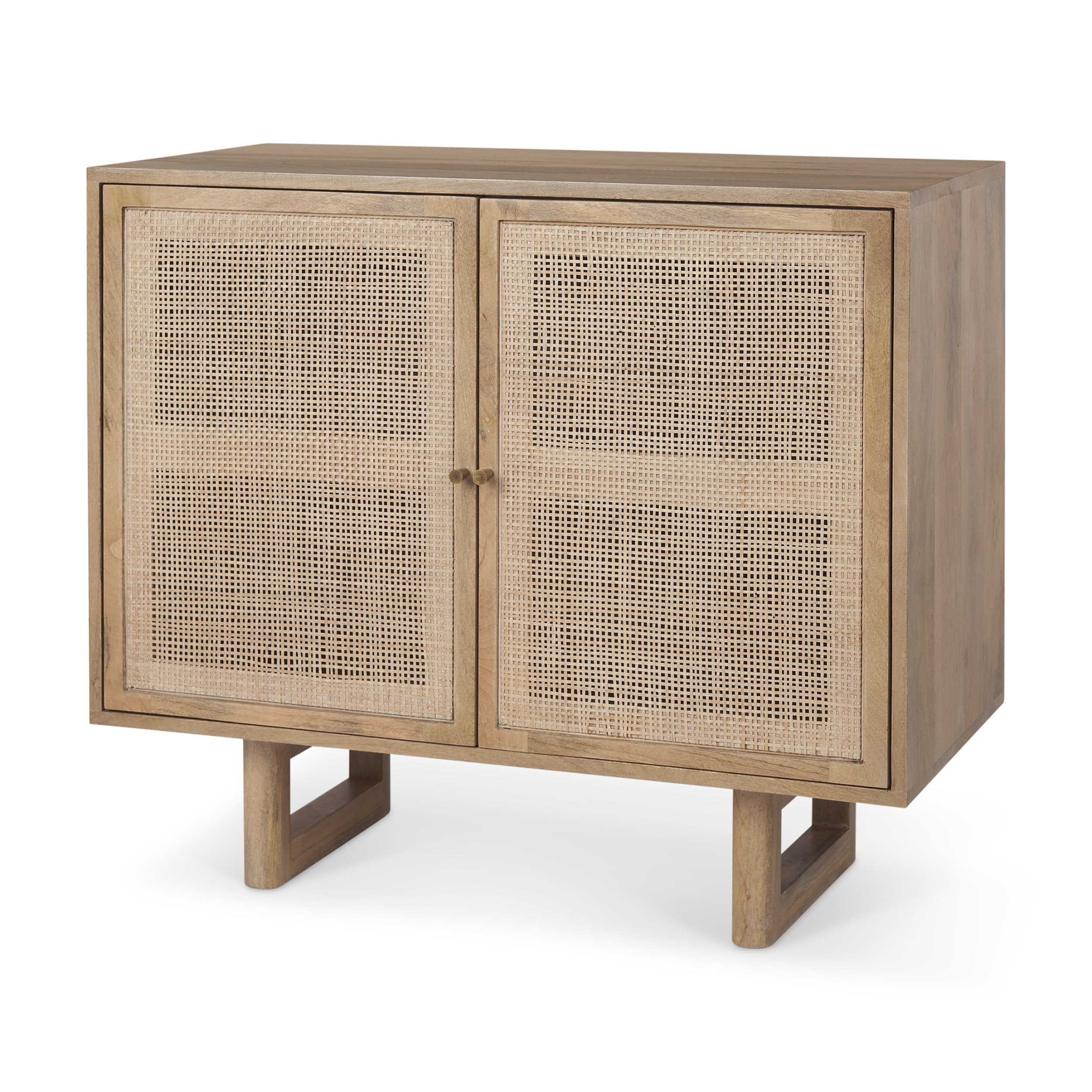Grier 36" Light Brown Wood w/ Cane 2 Door Accent Cabinet — product photograph