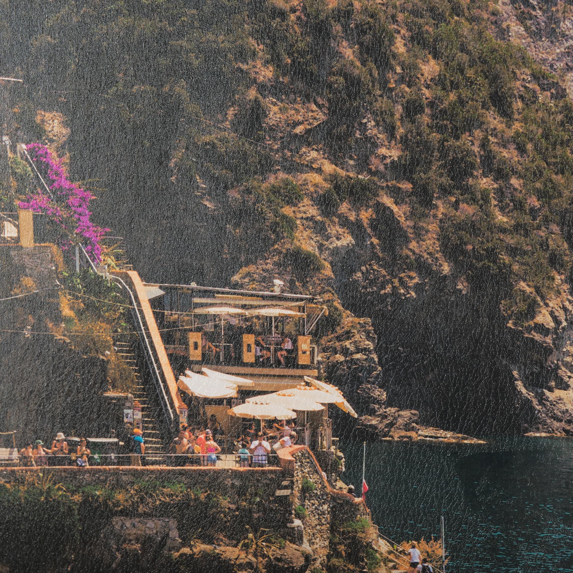 Cliffside View by Mercana Studio a Hand Embellished Textured Framed Art Photo Matted under Glass — product photograph