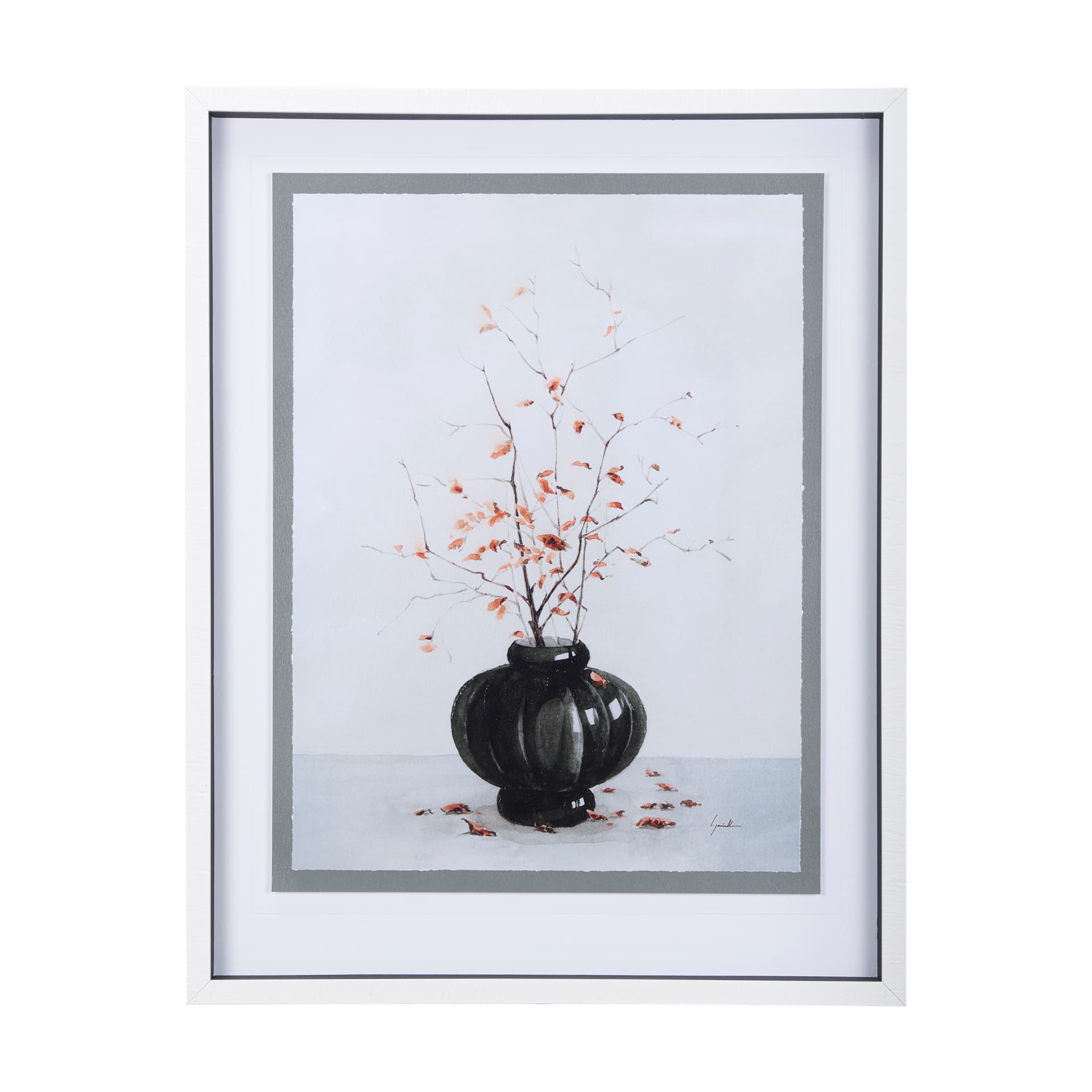 Autumn Branches I by Mercana Studio a Hand Embellished Textured Framed Art Print Matted under Glass — product photograph