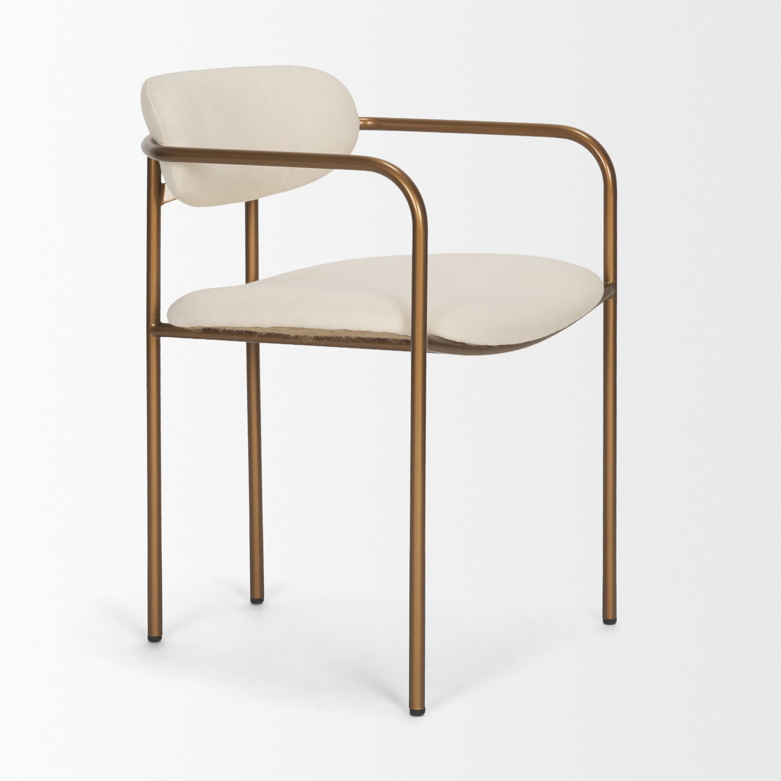 Parker Curved Back Dining Arm Chair | Cream Fabric w/ Gold Metal — product photograph