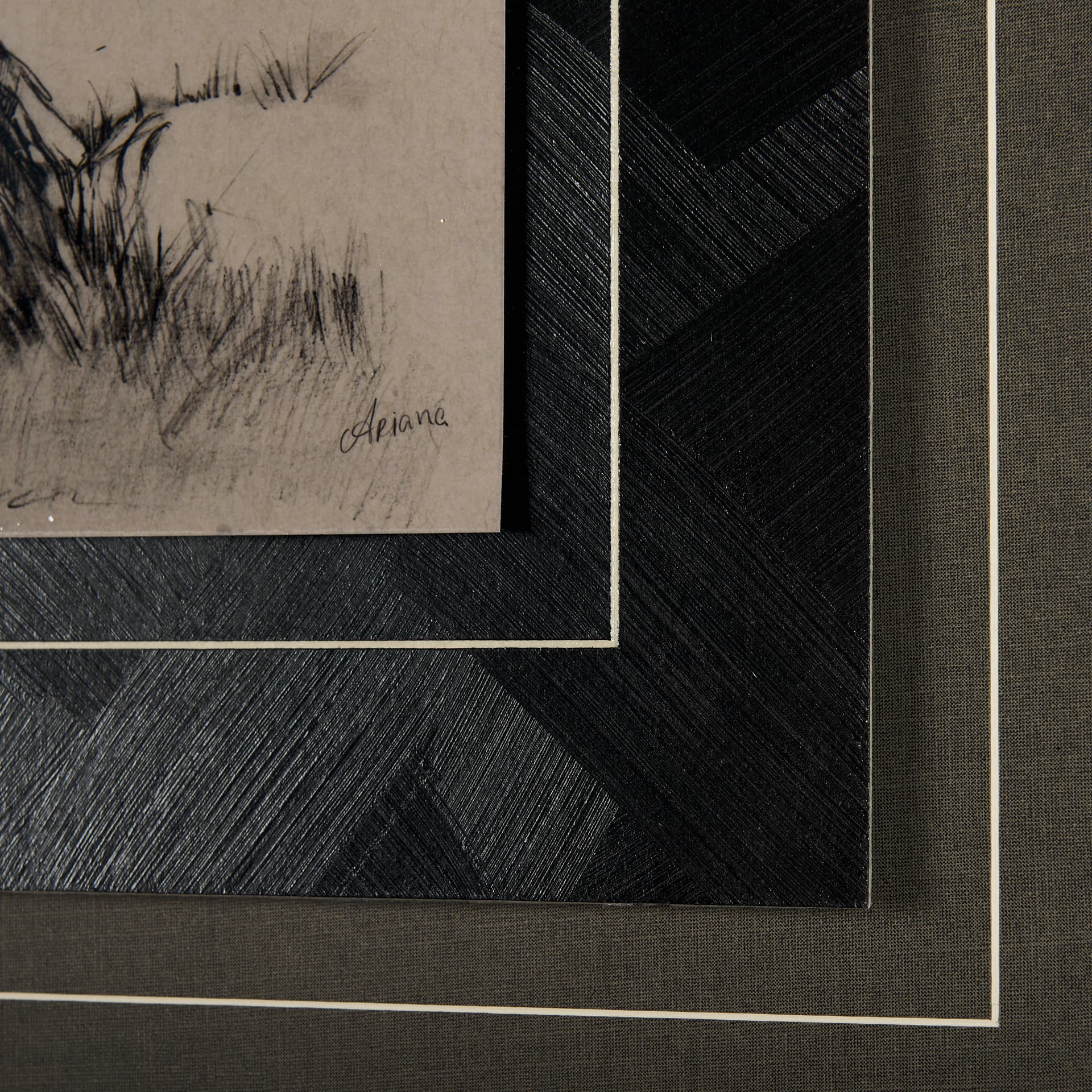 Tree Drawing III by Mercana Studio a Hand Embellished Textured Framed Art Print Matted under Glass — product photograph