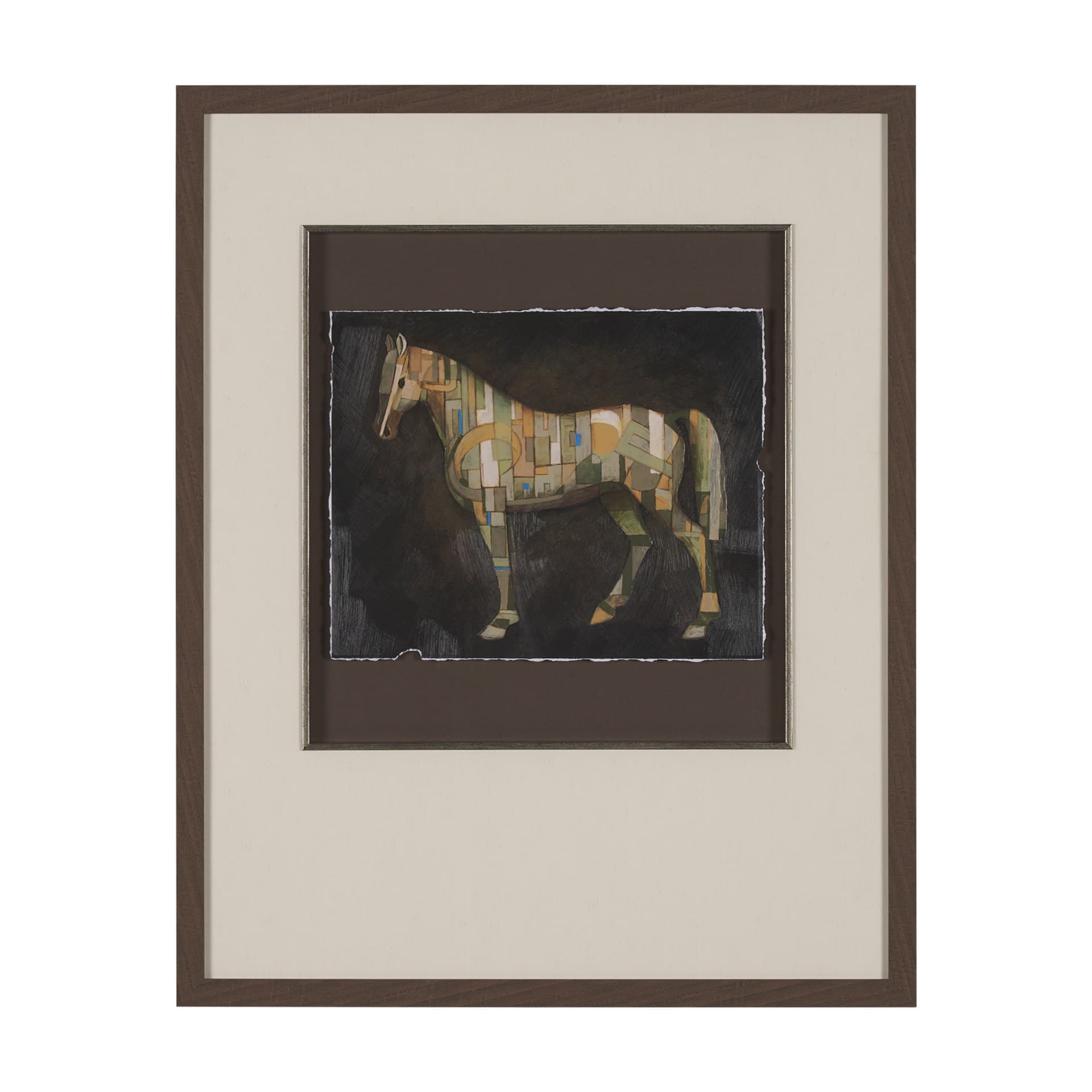Mosaic Horse III by Mercana Studio a Hand Embellished Framed Art Print Matted under Glass — product photograph