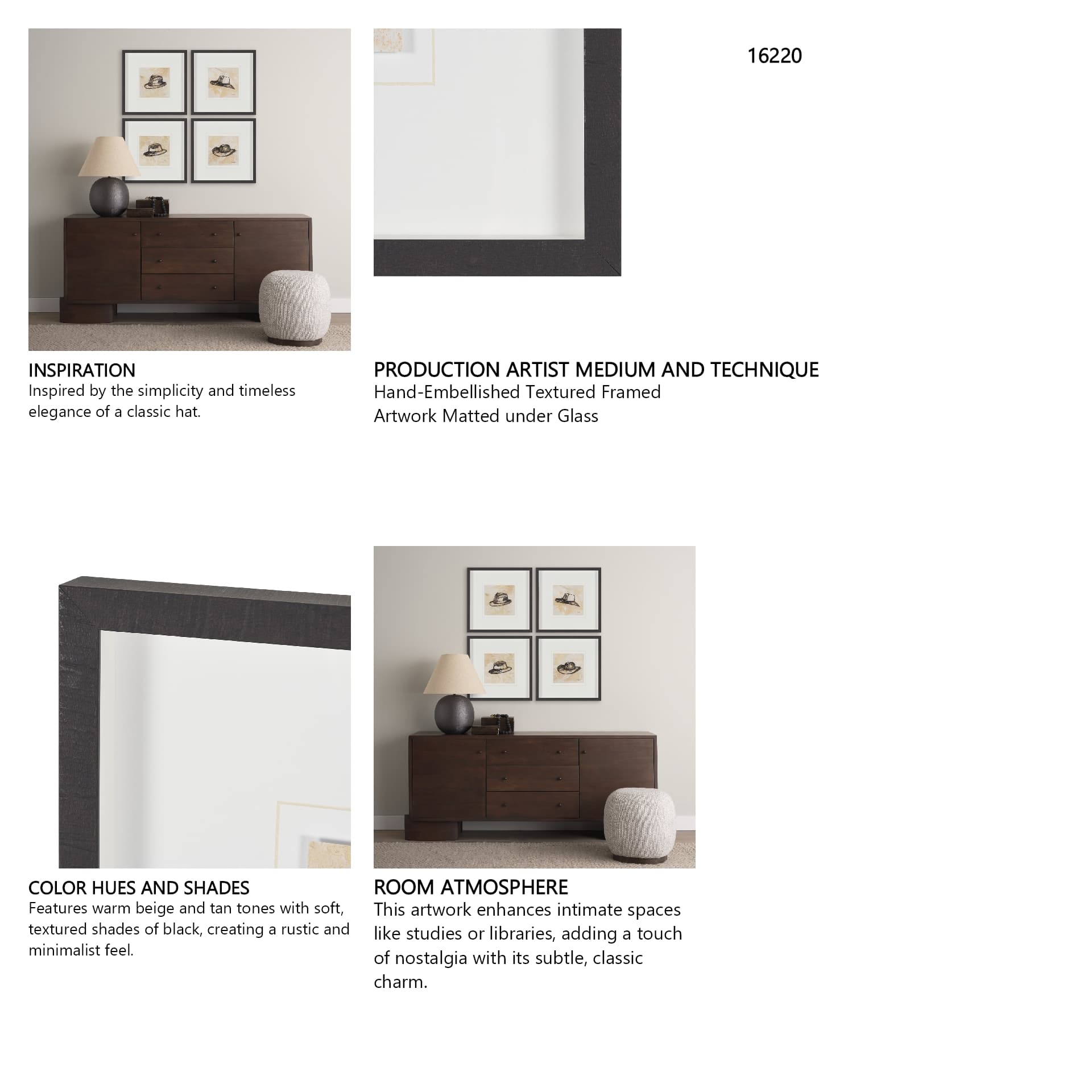 Campaign by Mercana Studio Hand-Embellished Textured Framed Artwork Matted under Glass — in a styled room