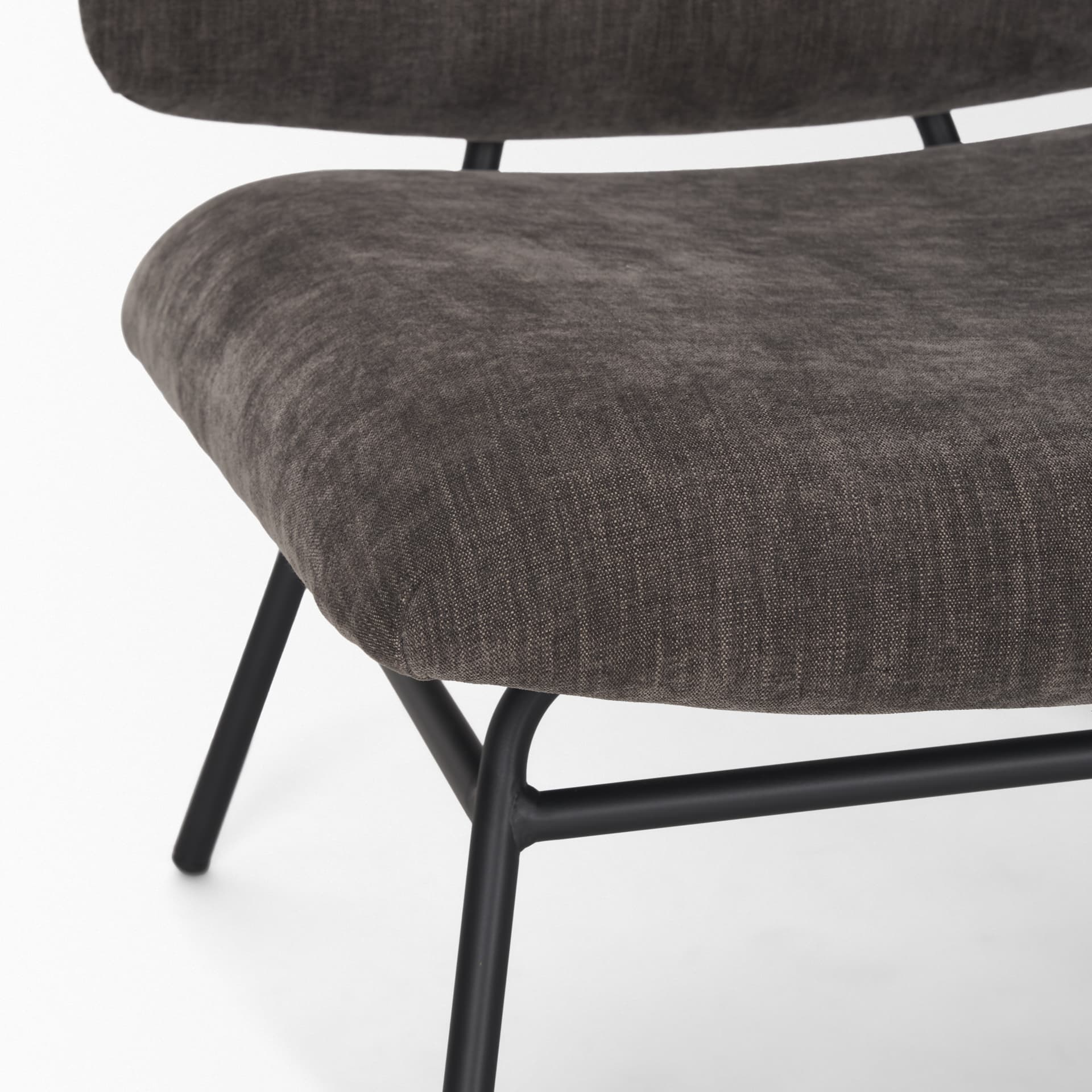 Nora Charcoal Fabric w/ Matte Black Metal Legs Accent Chair — product photograph