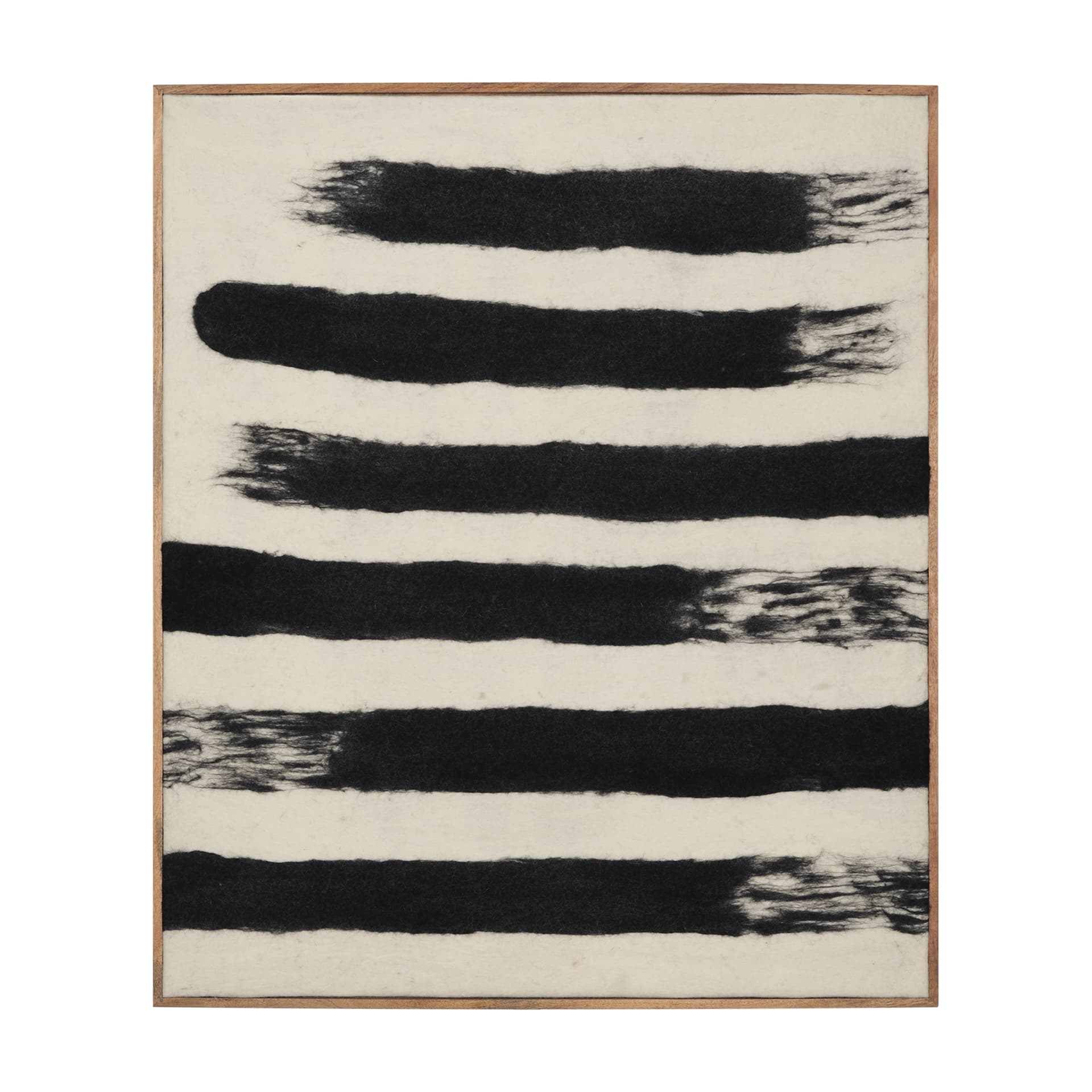 Rollins Large Cream w/ Black Stripes Wool Framed Art — product photograph