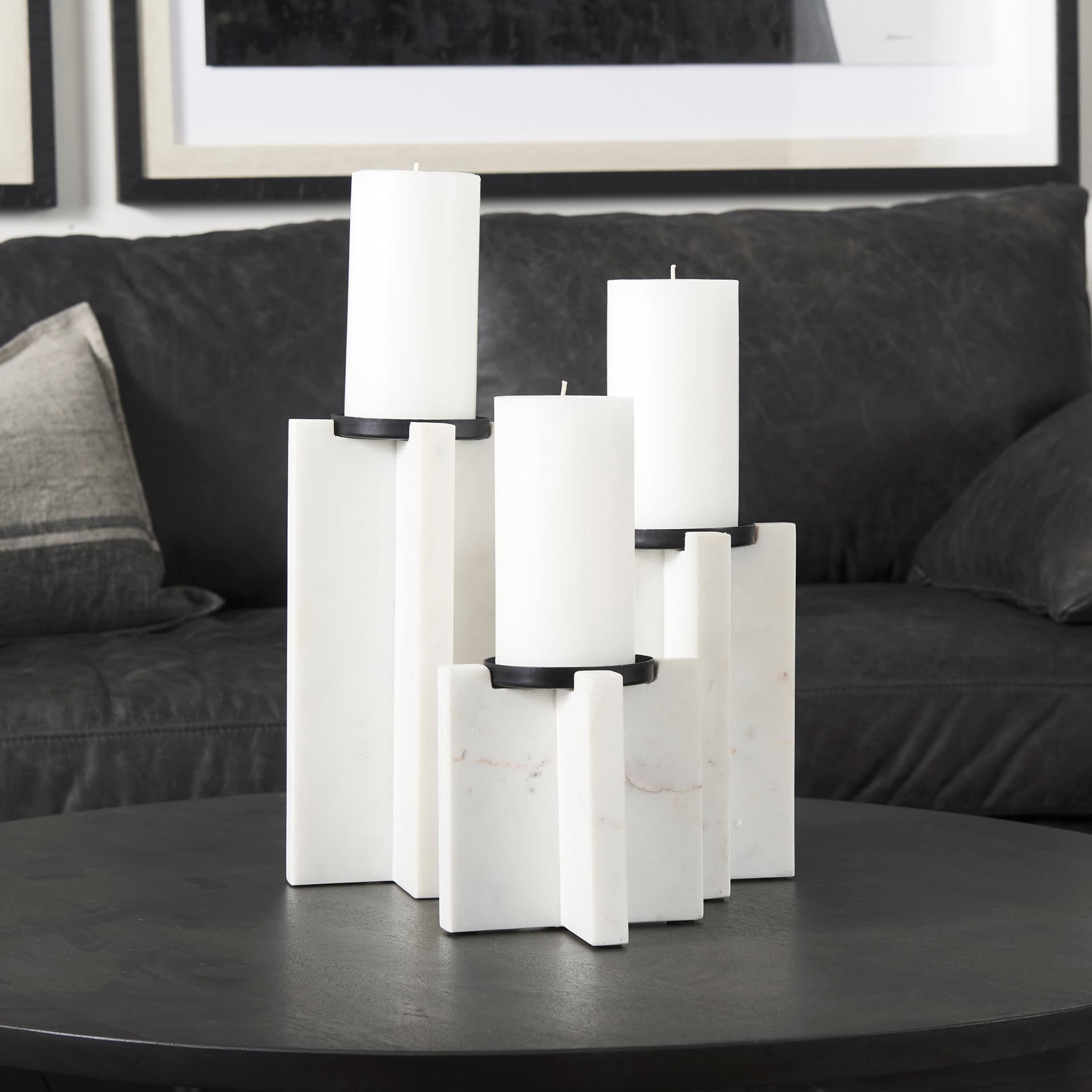 Sophia 5.5"L x 3.5"W x 10.5"H Marble Candle Holder Large — product photograph