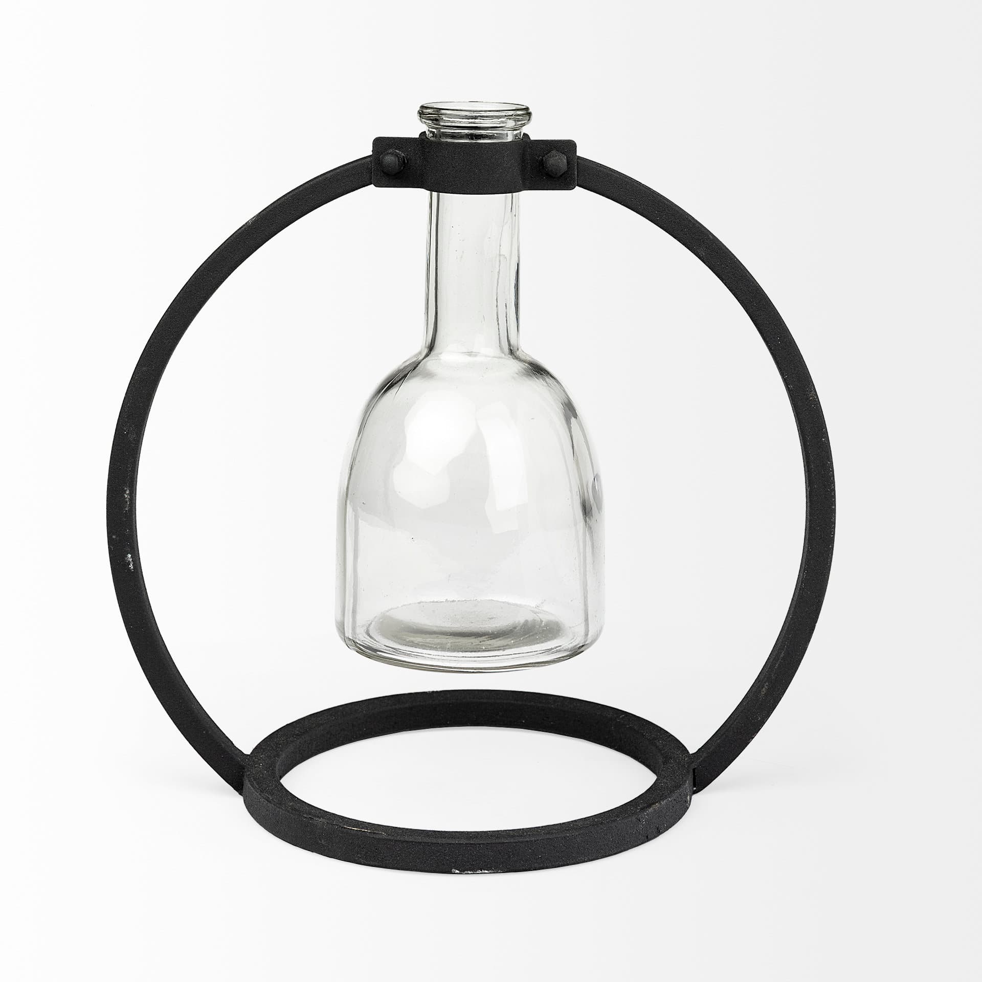 Monica I Short Black Metal Glass Bottle Vase — product photograph