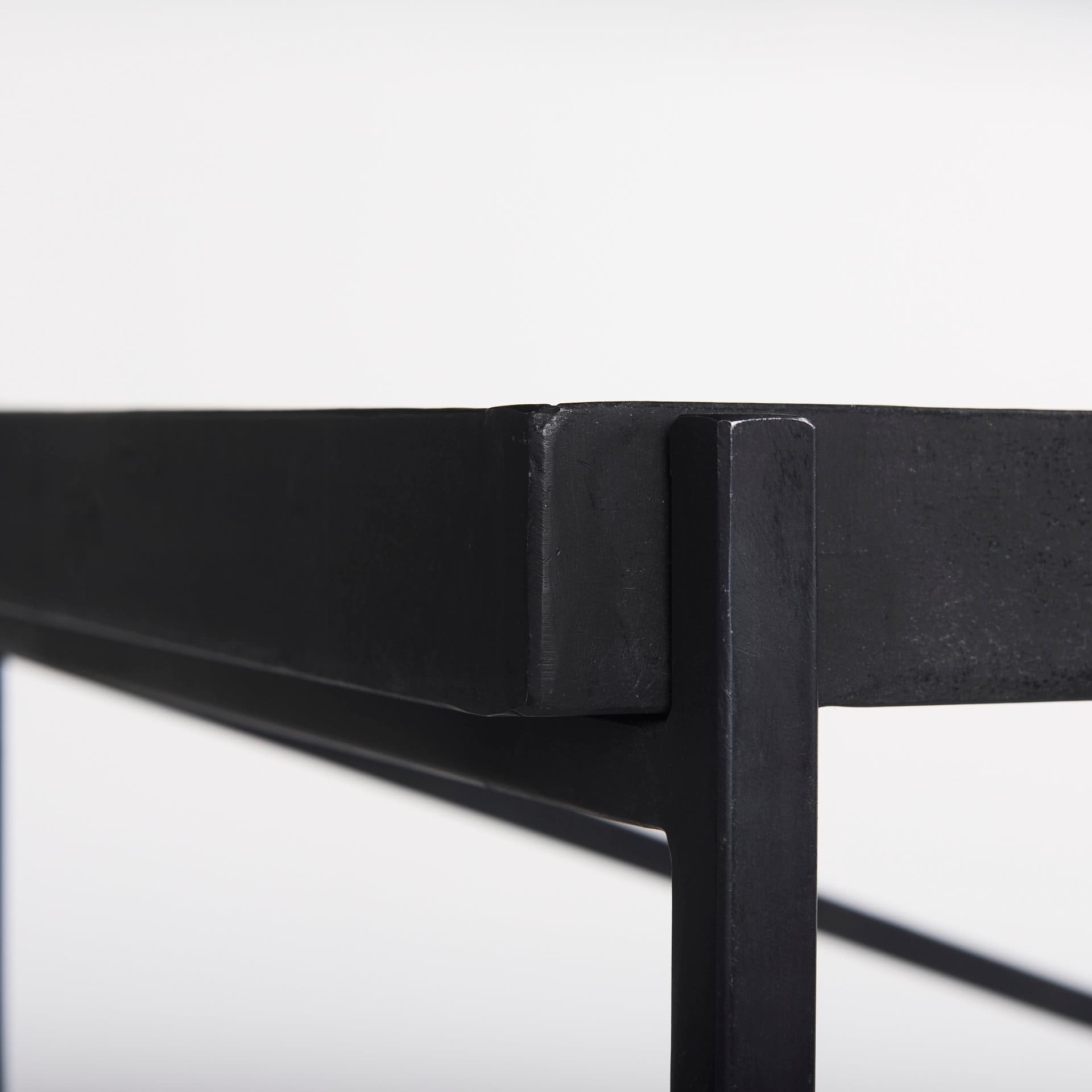 Trey 72.0"L x 16.0"W x 30.0"H Black Metal W/Glass Console Table — product photograph