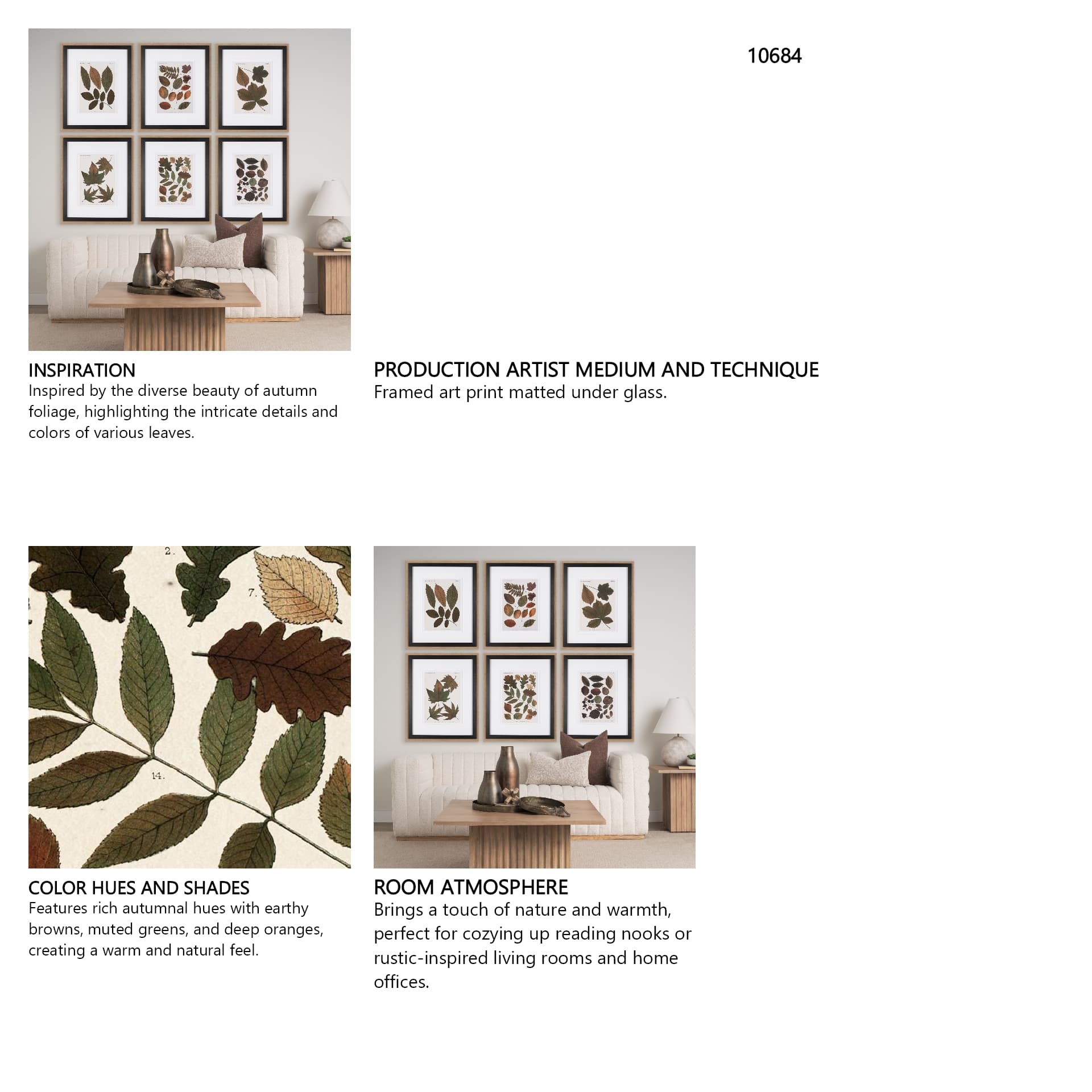 Autumnal Leaves V by Vision Studio a Framed Art Print Matted under Glass — in a styled room