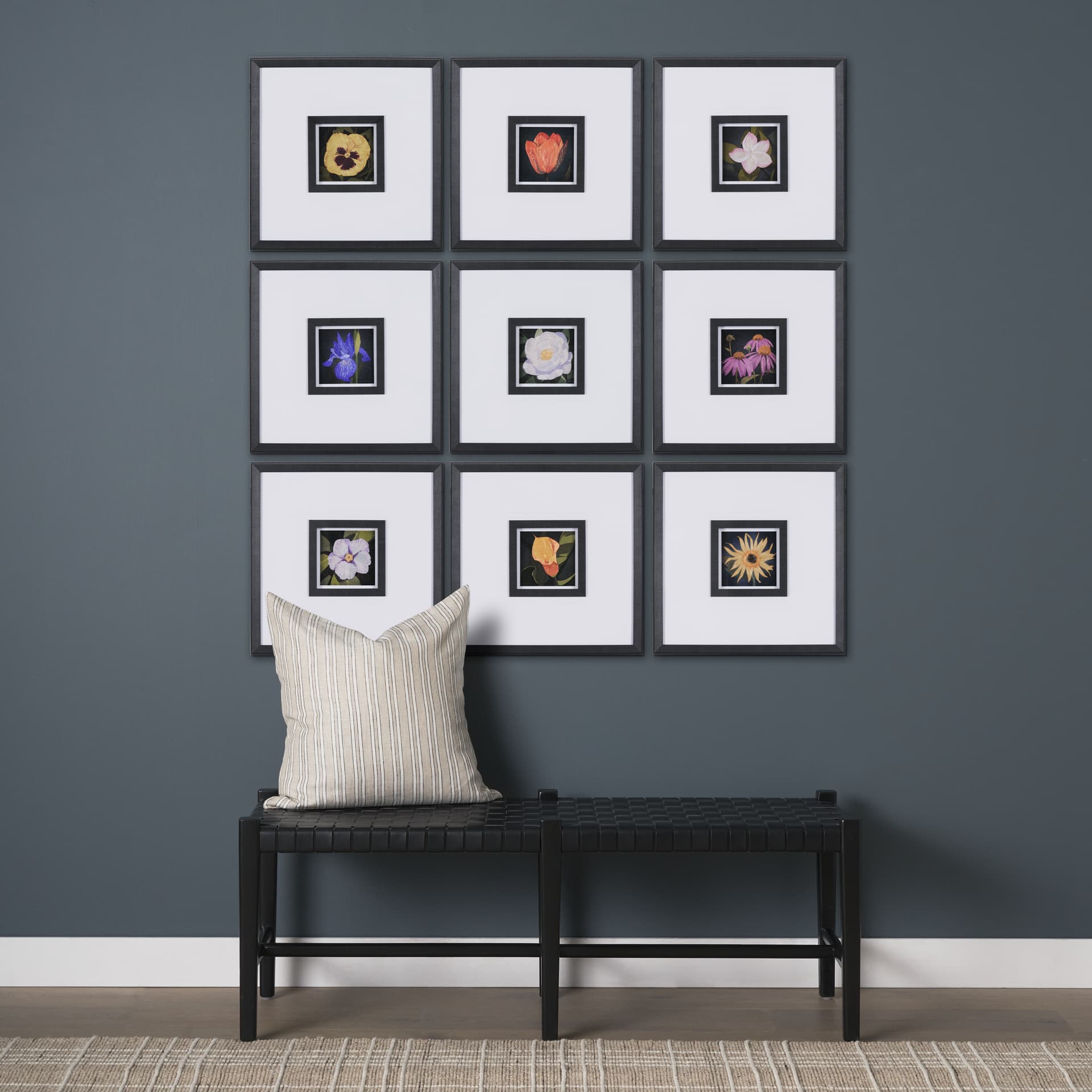 Flower Portrait IX by Mercana Studio a Hand Embellished Textured Framed Art Print Matted under Glass — product photograph