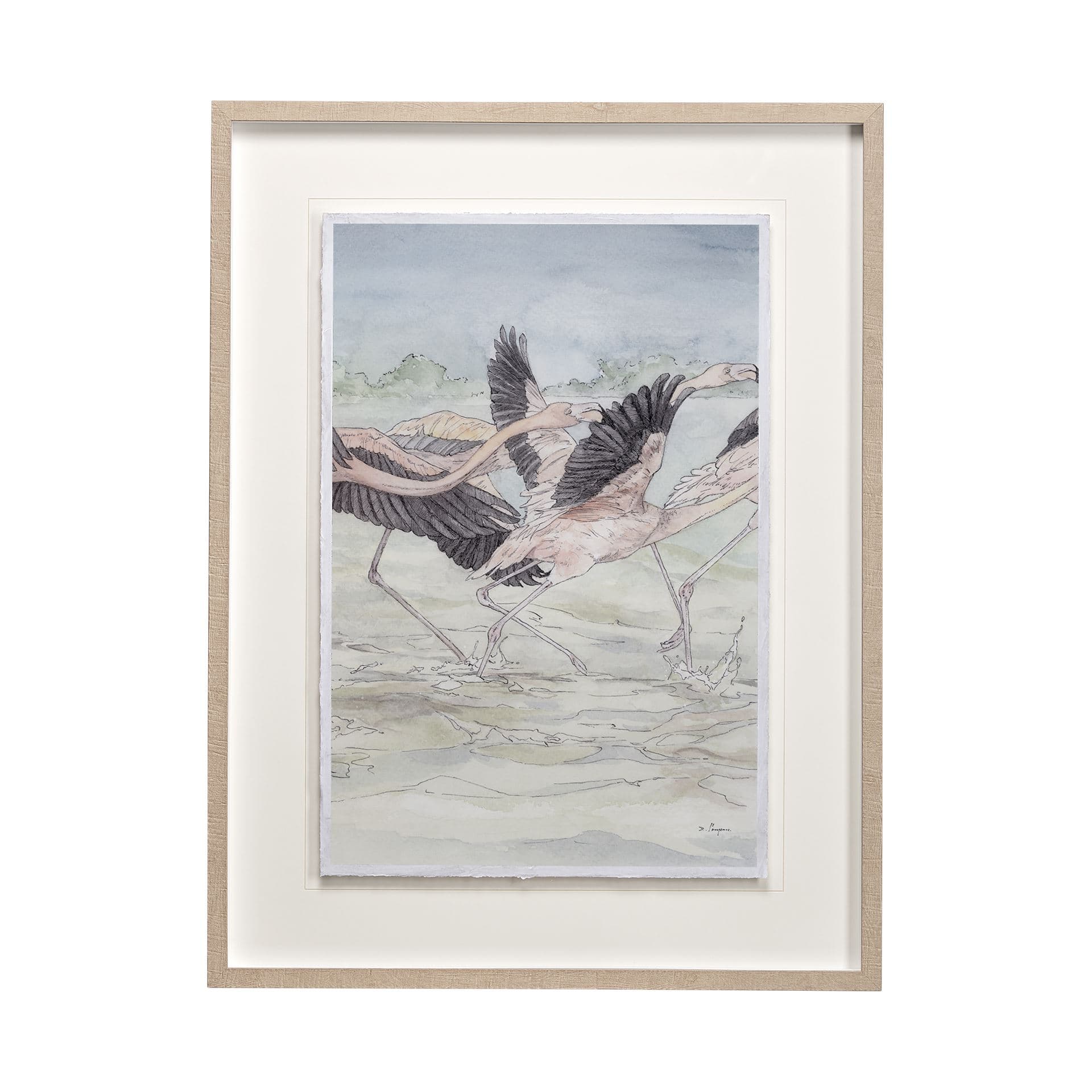 Flamingo II by Mercana Studio a Hand Embellished Textured Framed Art Print Matted under Glass — product photograph