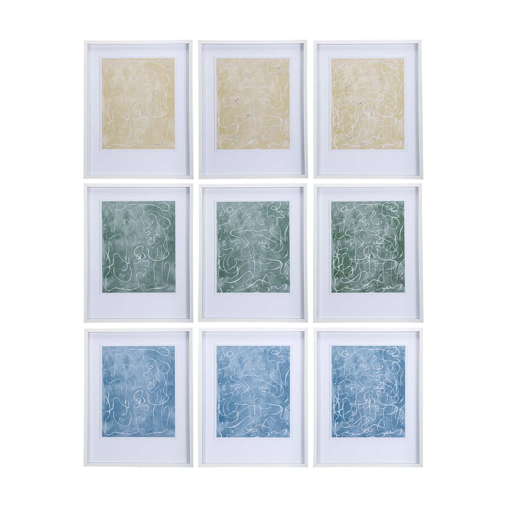 Thread Green I by Mercana Studio a Hand Embellished Textured Framed Art Print Matted under Glass — product photograph