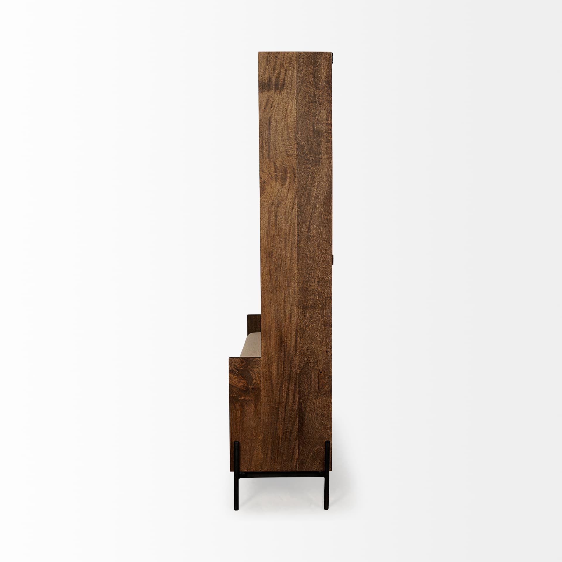 Glenn V 56L x 17W Dark Brown Wood w/ Cream Fabric Seat, 3 Drawers Hall Tree — product photograph