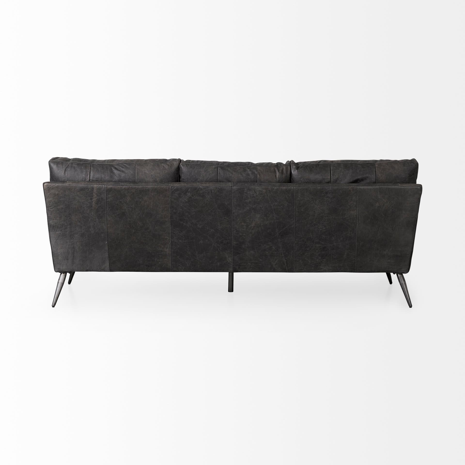 Cochrane 82L x 33W x 32.3 Black Leather Three Seater Sofa — product photograph