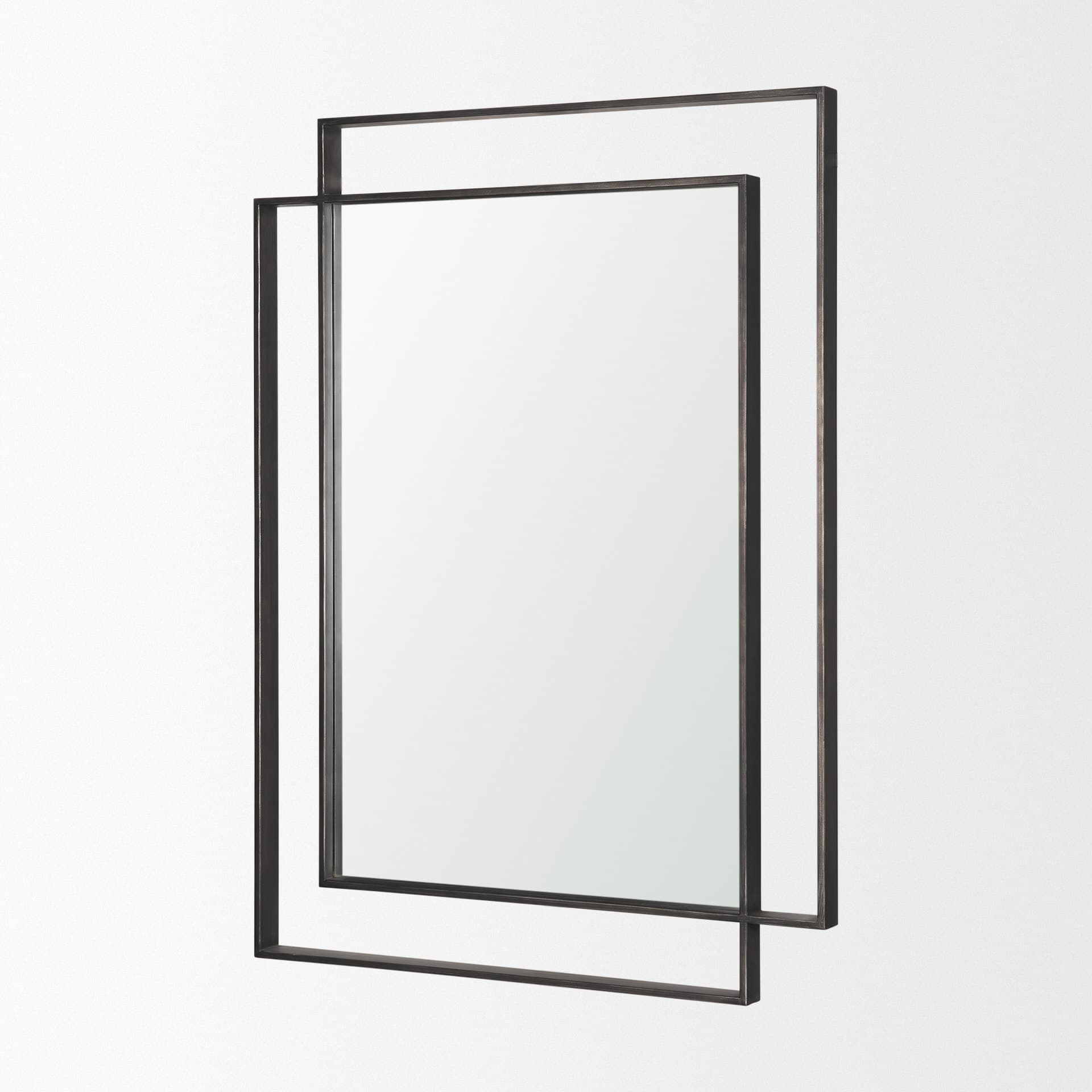 Tiva Rectangular Dual Metal Frame Gunmetal Mirror — product photograph