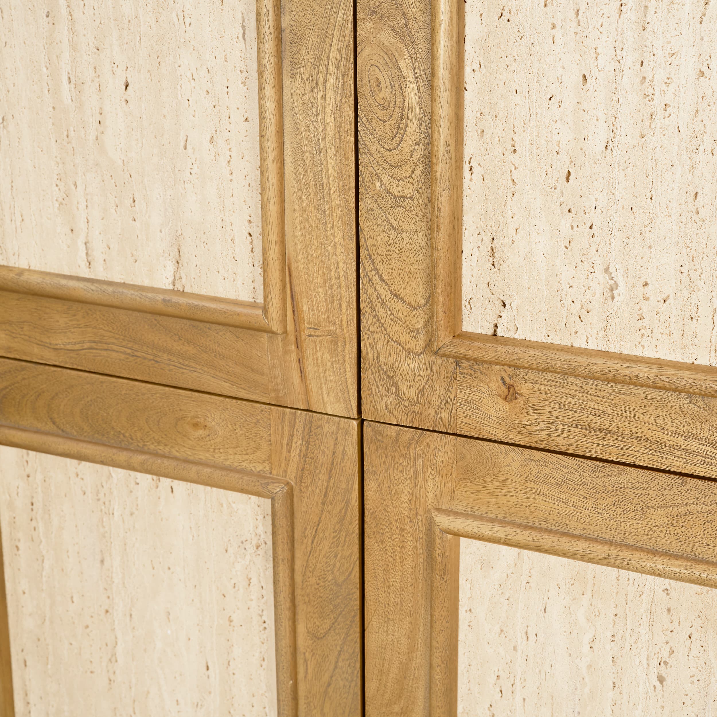 Valterra Light Brown Wood w/ Travertine 4 Door Tall Cabinet — product photograph