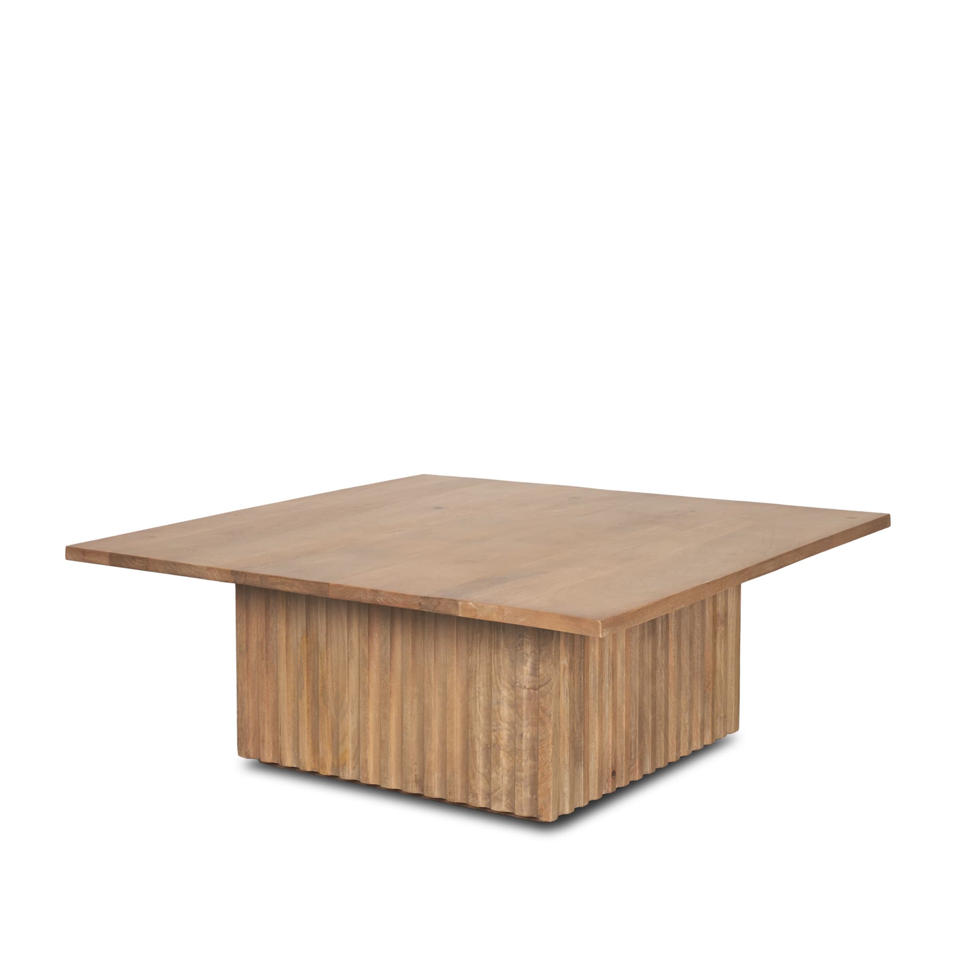 June Light Brown Wood w/ Fluting Square Coffee Table — product photograph