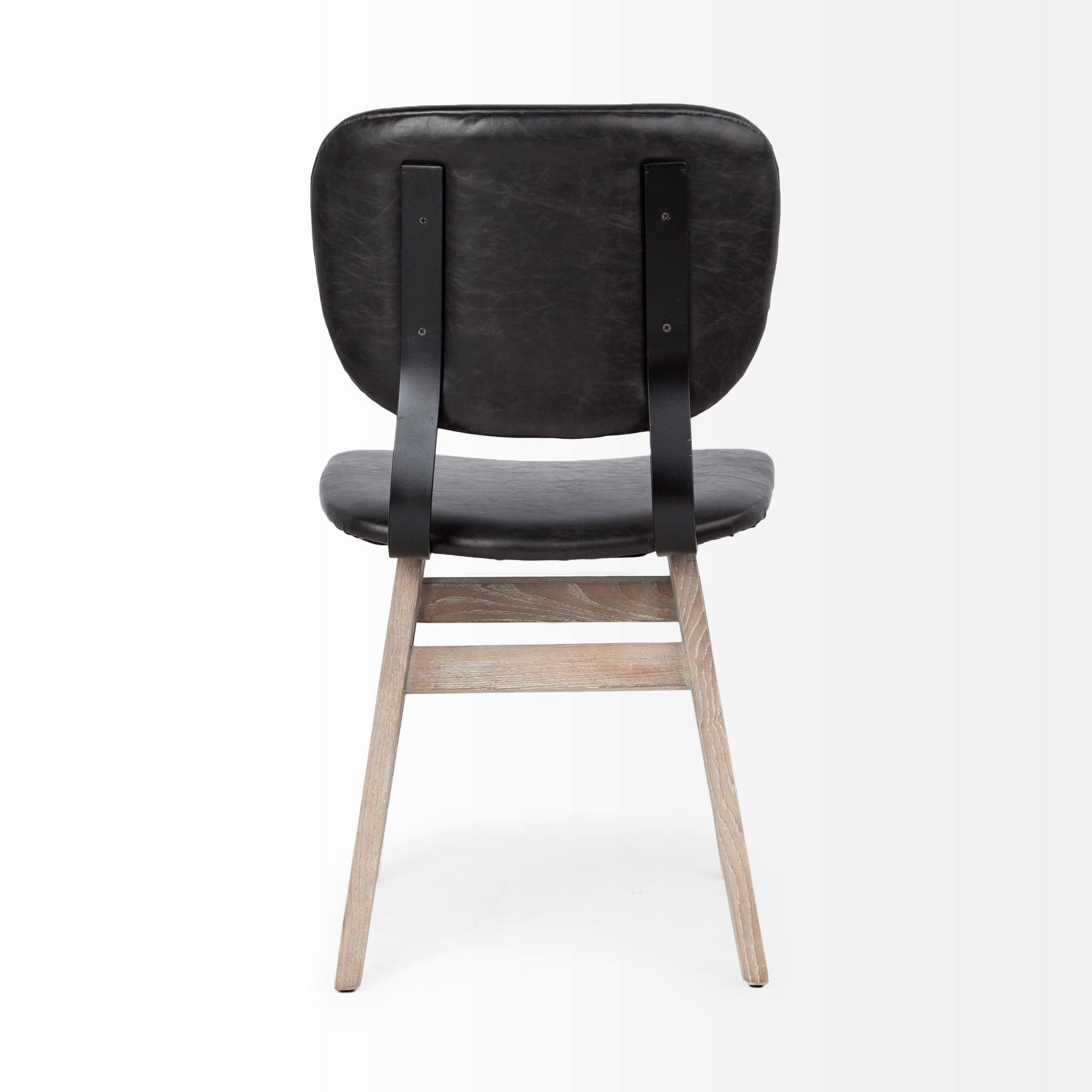 Haden Open Back Dining Side Chair | Black Faux Leather w/ Iron — product photograph