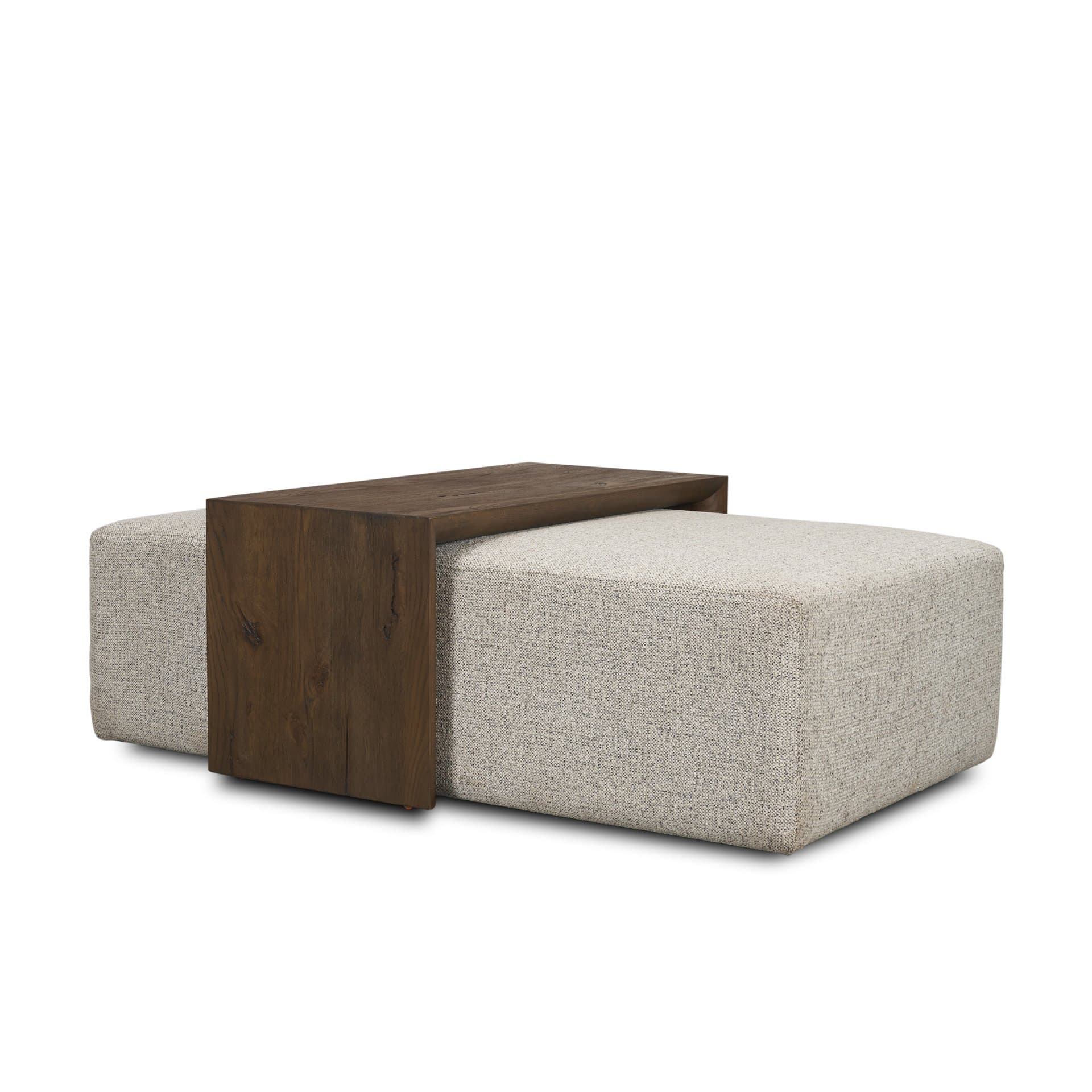 Trayden Gray Fabric w/ Brown Slider Top Coffee Table 55.0X 37.0X 46.0 (cm) — product photograph