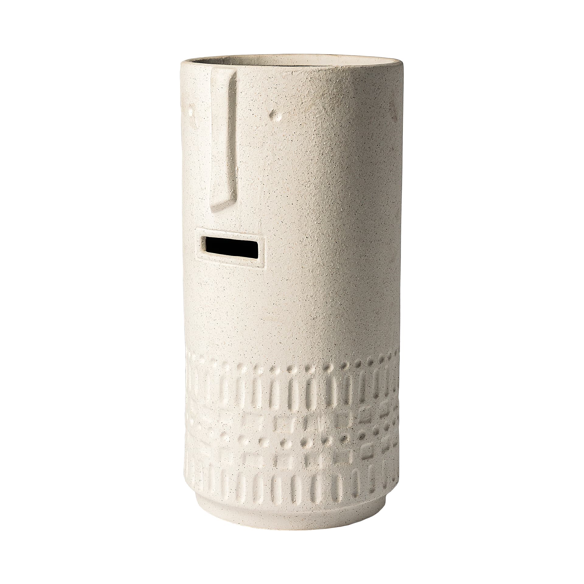 Jacob II Tall White Ceramic Smiling Face Vase — product photograph