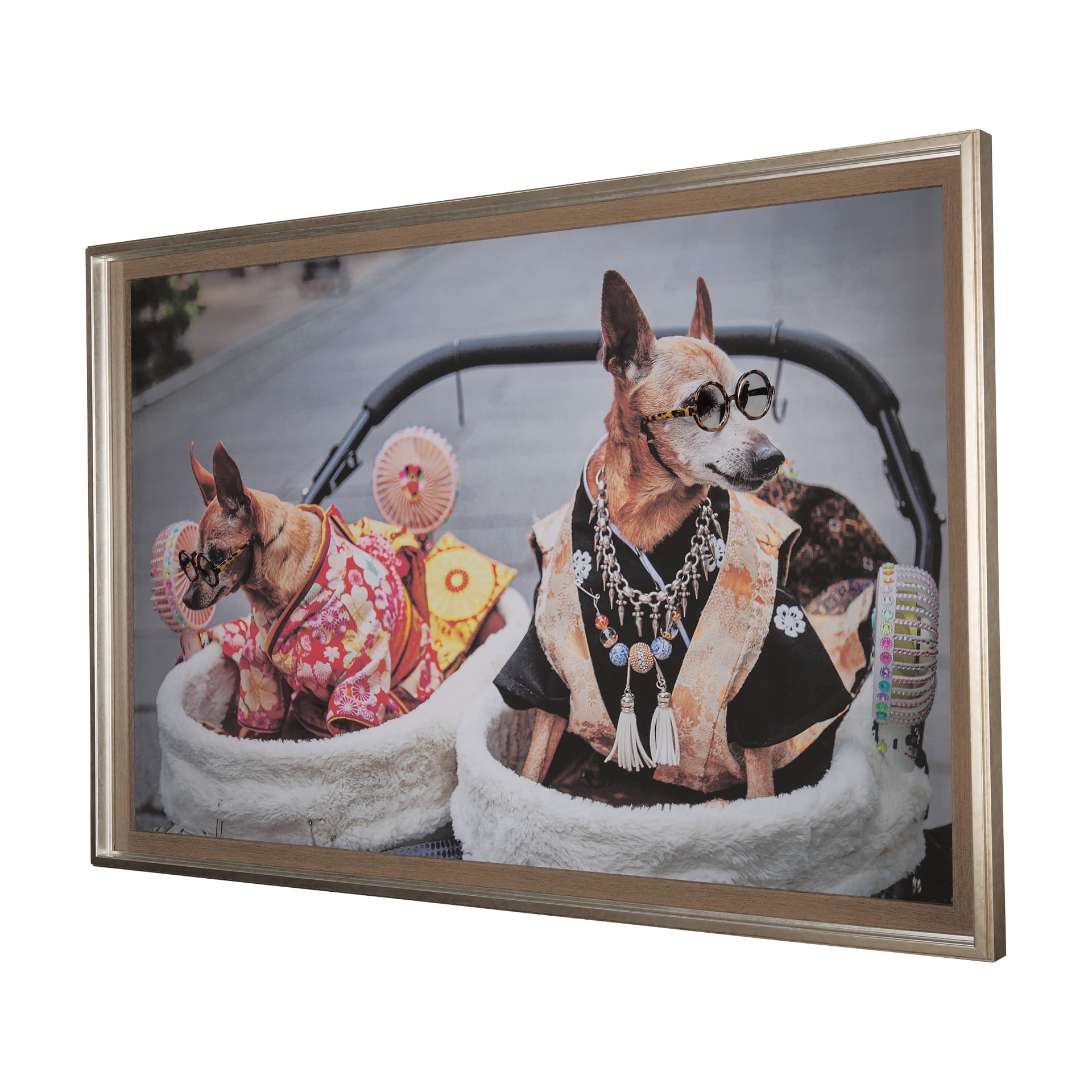 Clever Canines by Mercana Studio a Hand Embellished Textured Framed Photo Art Print Matted under Gla — product photograph