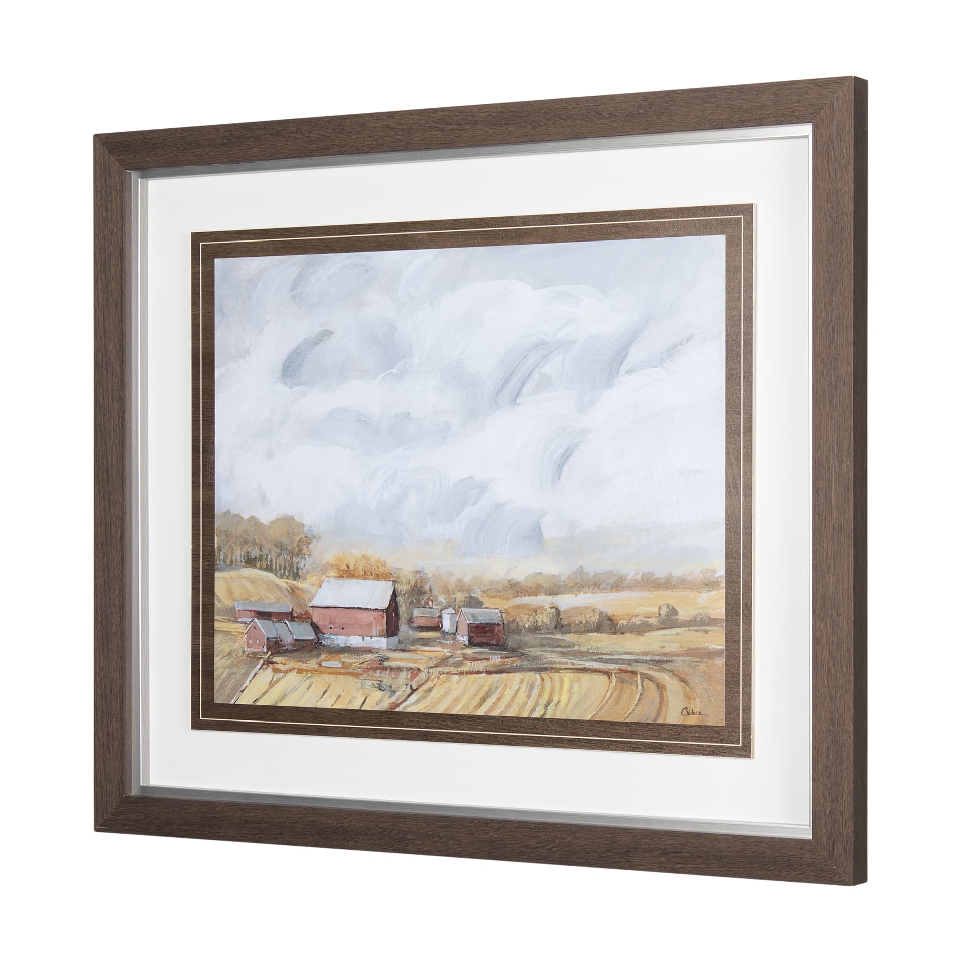 Farmland View I by Mercana Studio a Hand Embellished Textured Framed Art Print — product photograph