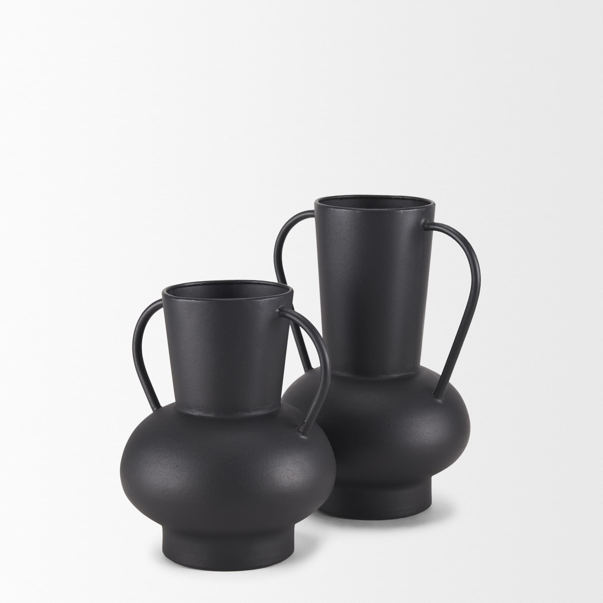 Tasya Small Matte Black Metal Vase — product photograph