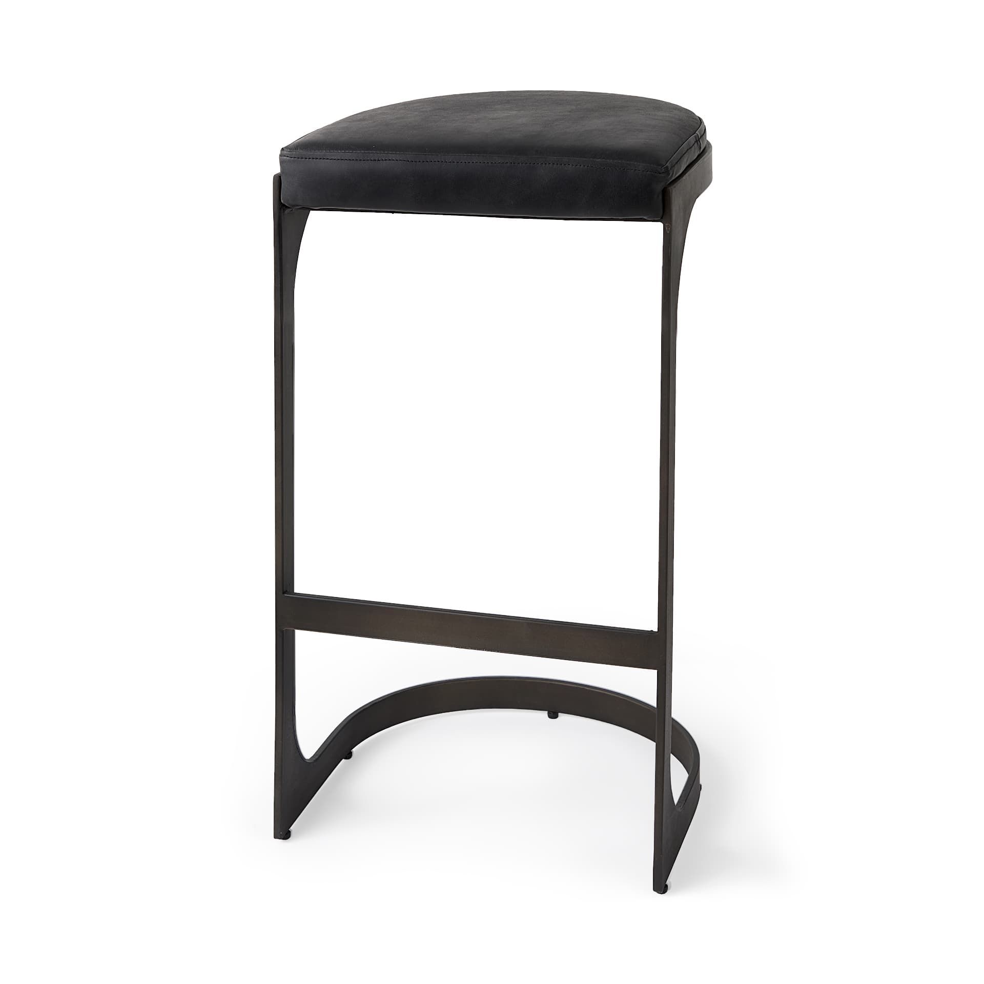 Tyson Backless 31in Seat Bar Stool | Black Leather w/ Black Metal — product photograph