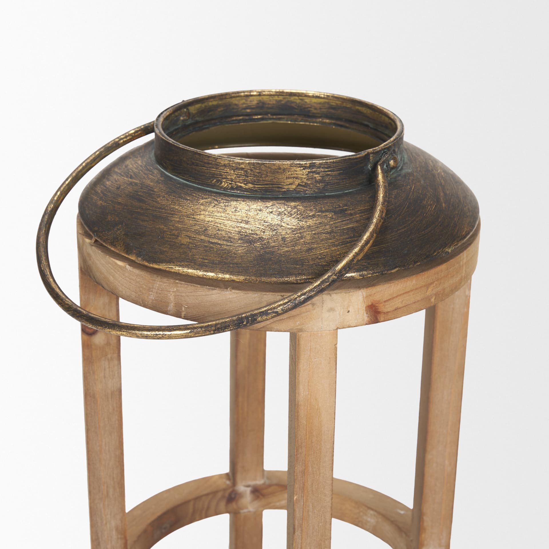 Andy I Large Natural Wood Cylindrical Lantern — product photograph