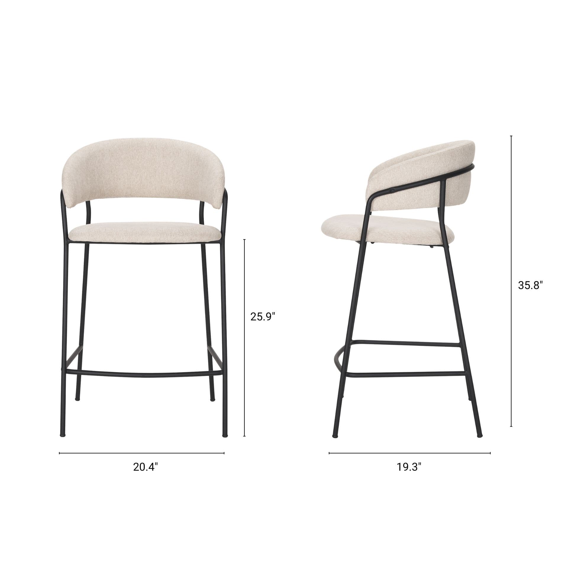 Carolyn Open Back 25.9in Seat Counter Stool | Oatmeal — product photograph