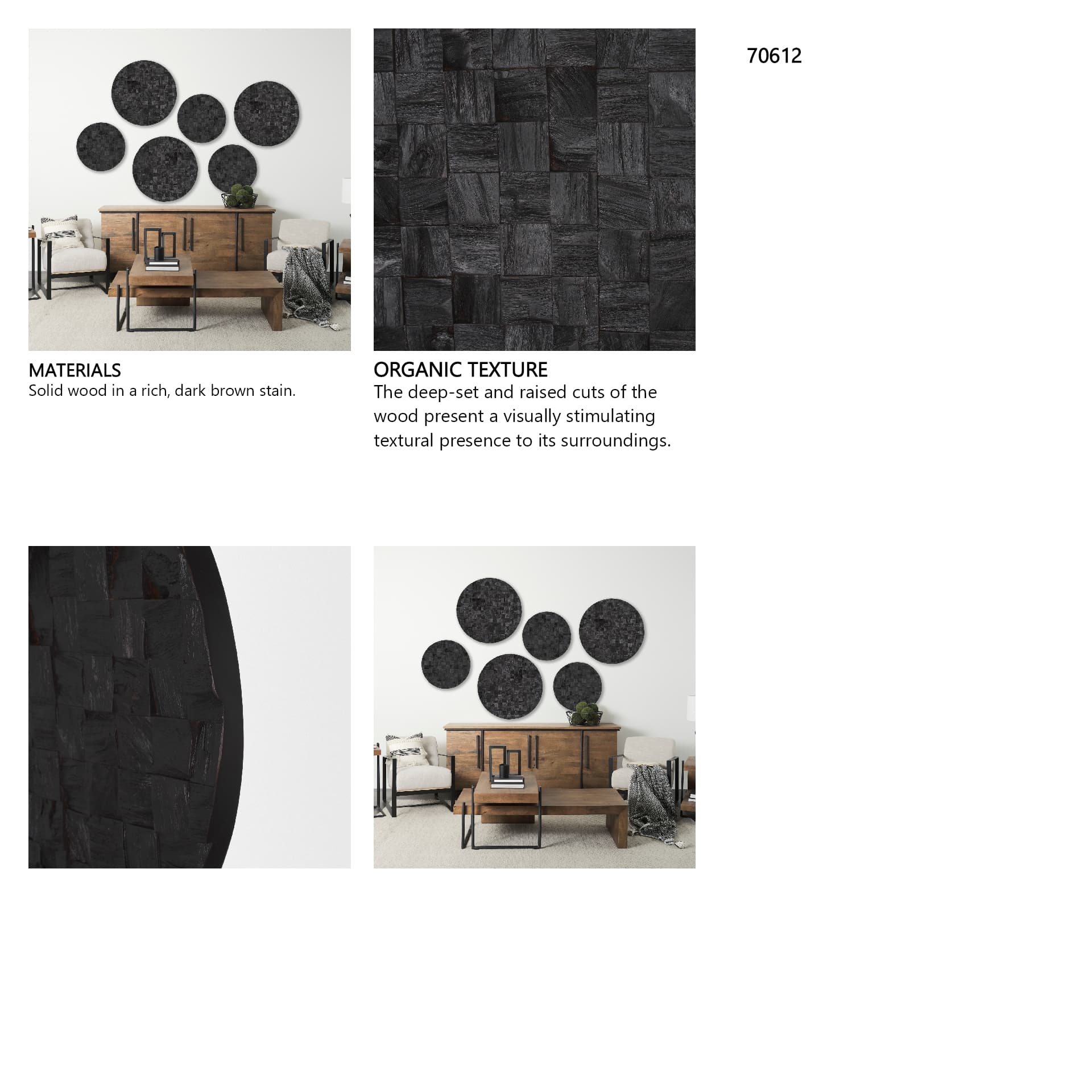 Into the Abyss I Dark Brown Wood 24" Wall Decor — in a styled room