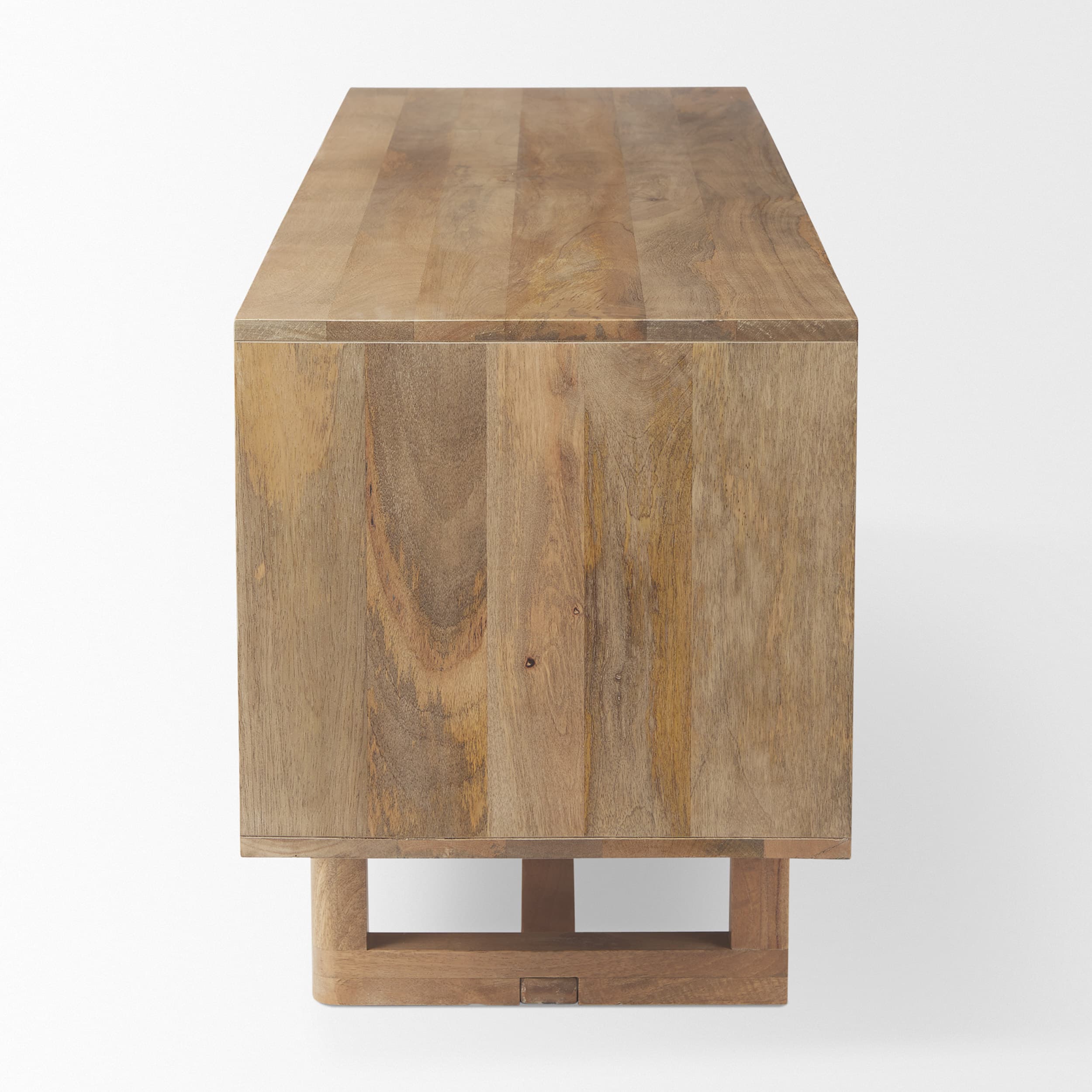 Grier 65" Light Brown Wood w/ Cane Media Console — product photograph