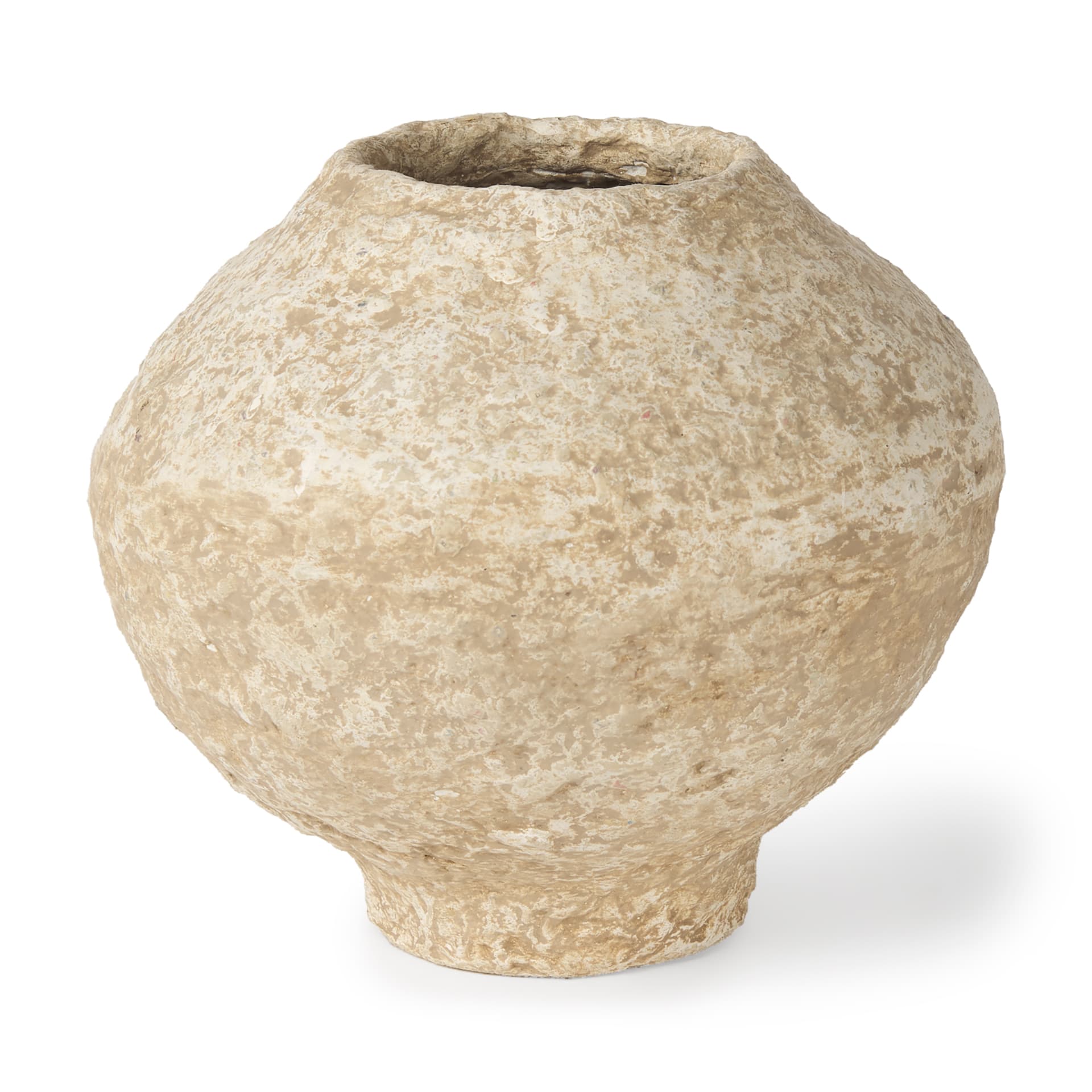 Ritu Small Beige Paper Mache Pot Vase — product photograph