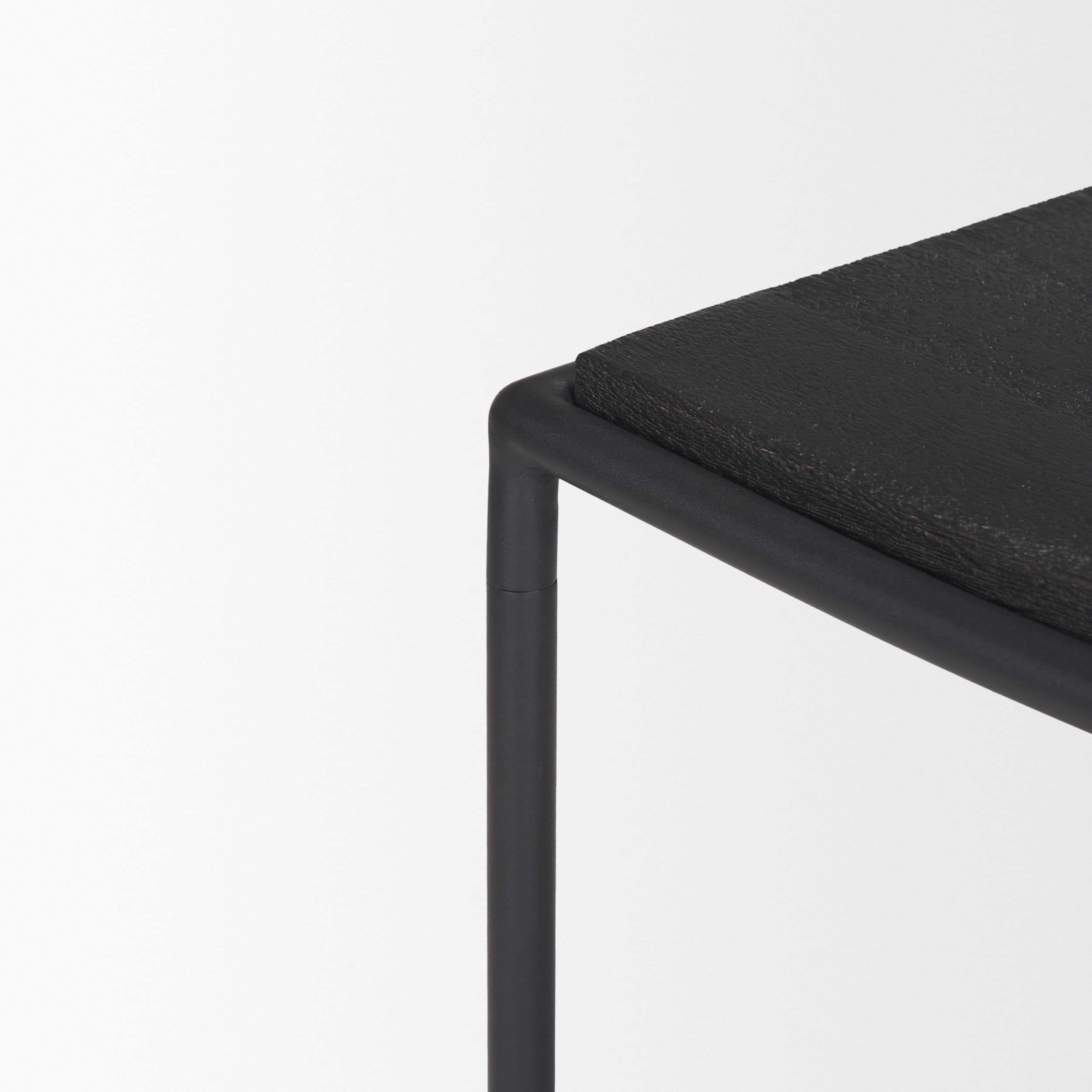 Taniel Textured Black Wood w/ Black Metal Stool — product photograph