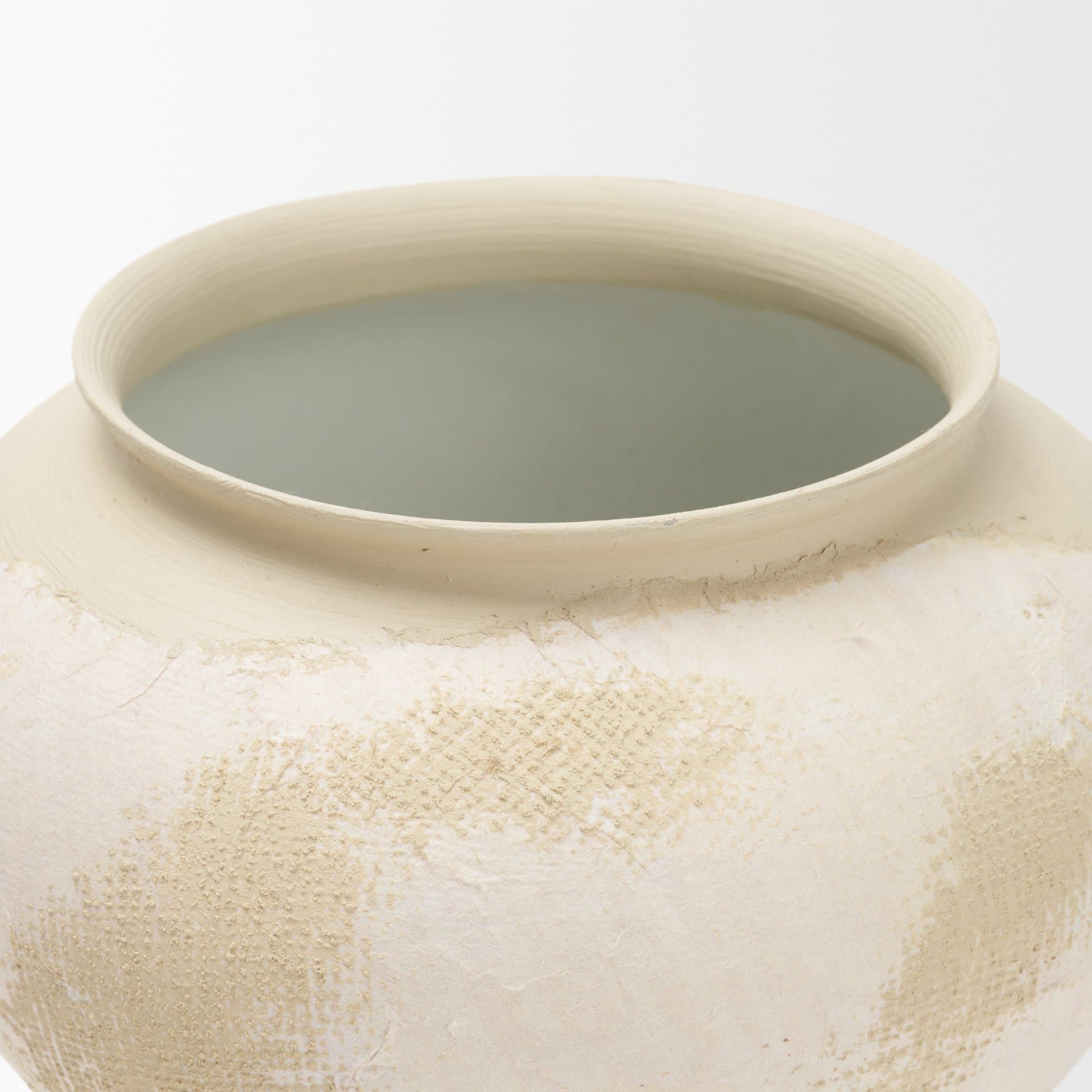 Velo Cream w/White Hand-Painted Terracotta Decorative Vase — product photograph