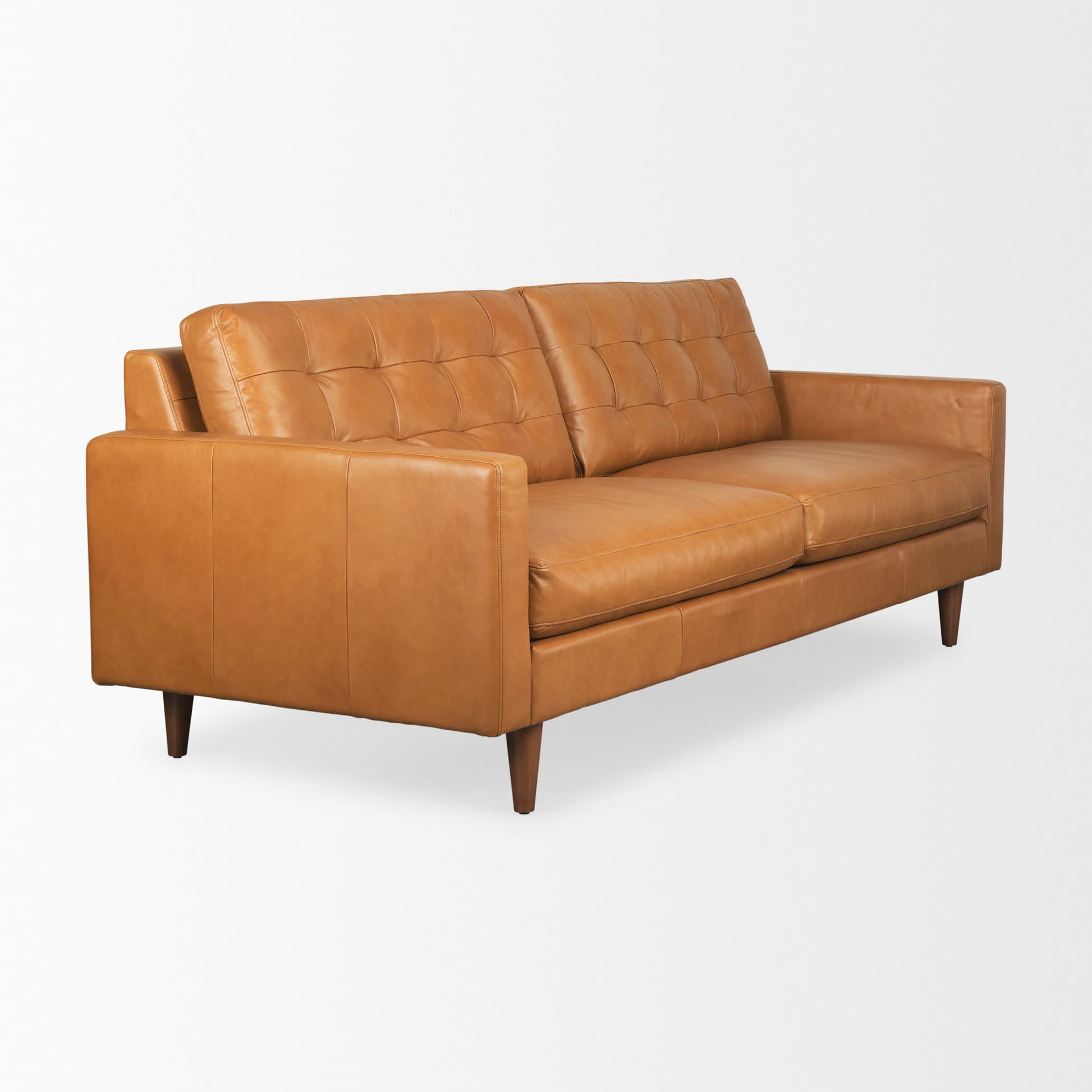 Olaf 88.2L x 37.8W x 35.0H Tan Leather Sofa — product photograph