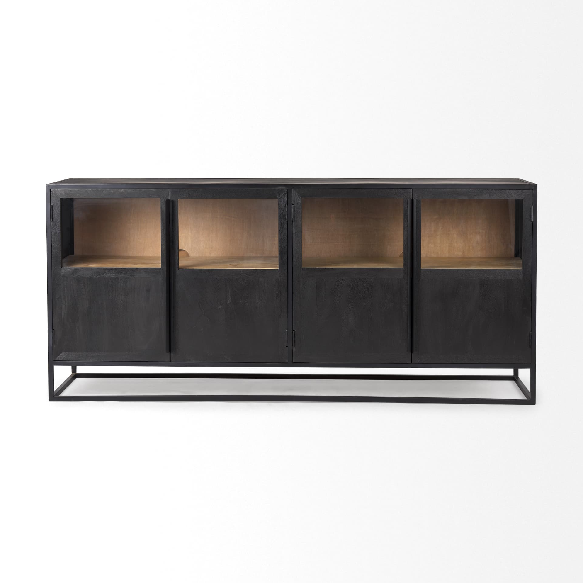 Sloan 80.0L x 17.0W x 36.0H Black Wood W/Black Metal Frame Sideboard — product photograph