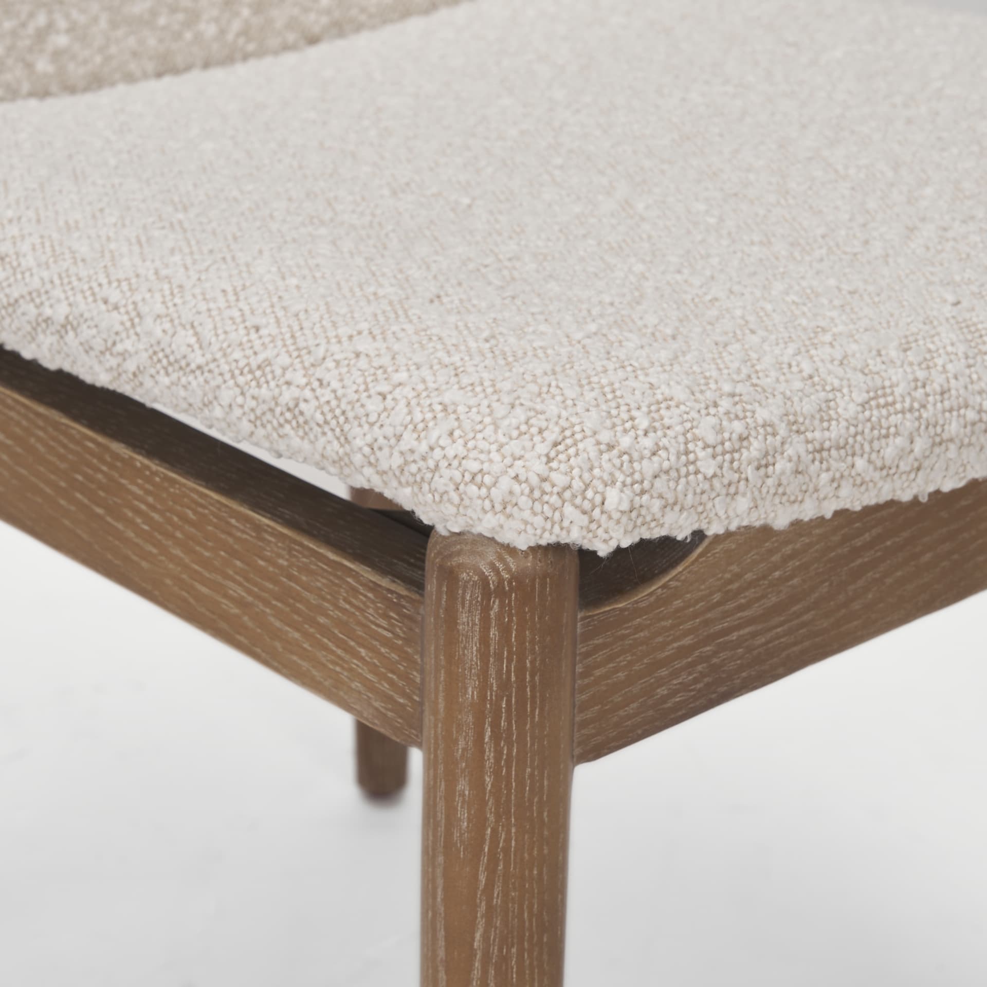 Cavett Curved Back Dining Side Chair | Cream Boucle w/ Wood — product photograph