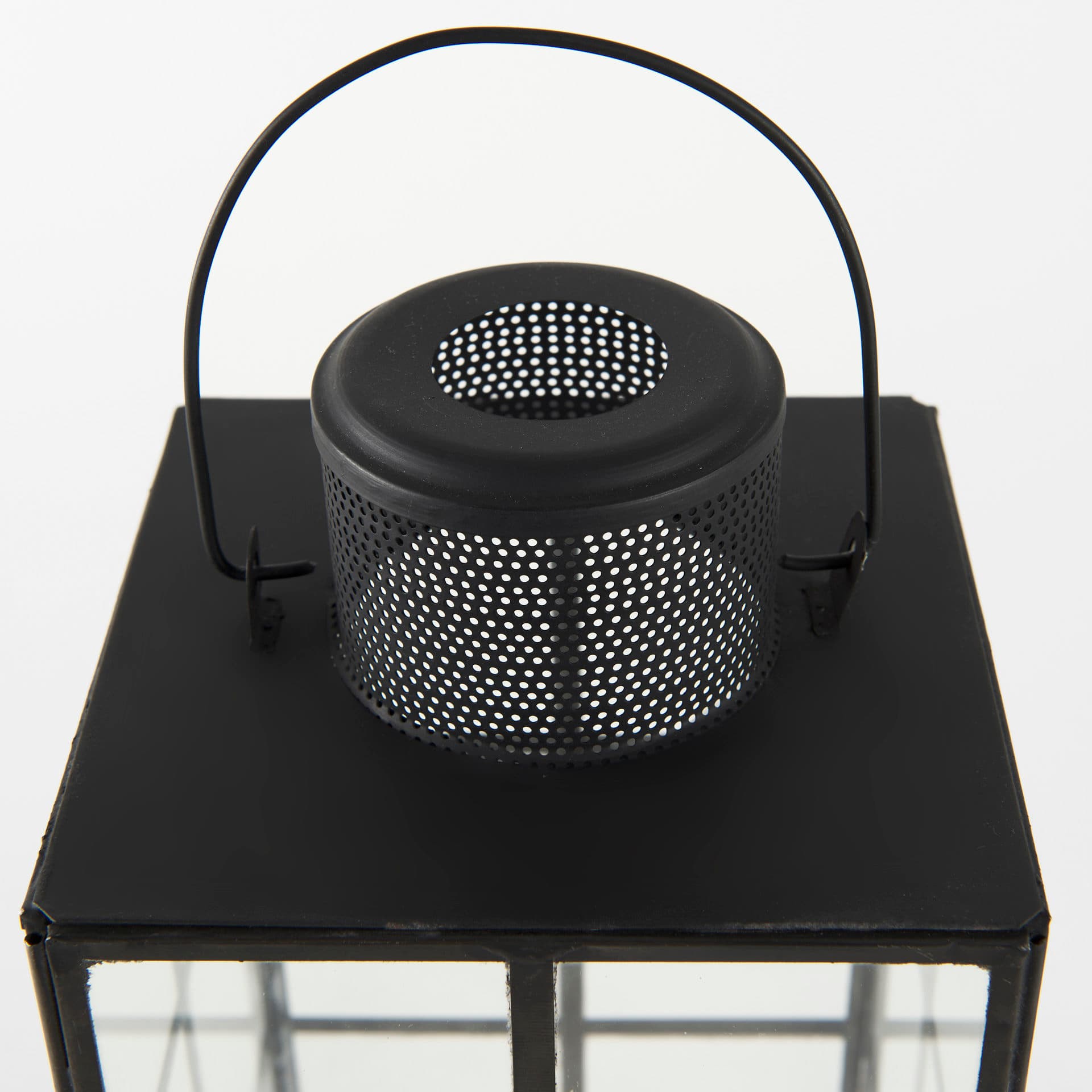 Gamfield 6.1L x 6.1W x 13.4H Medium Black Metal and Glass Lantern — product photograph