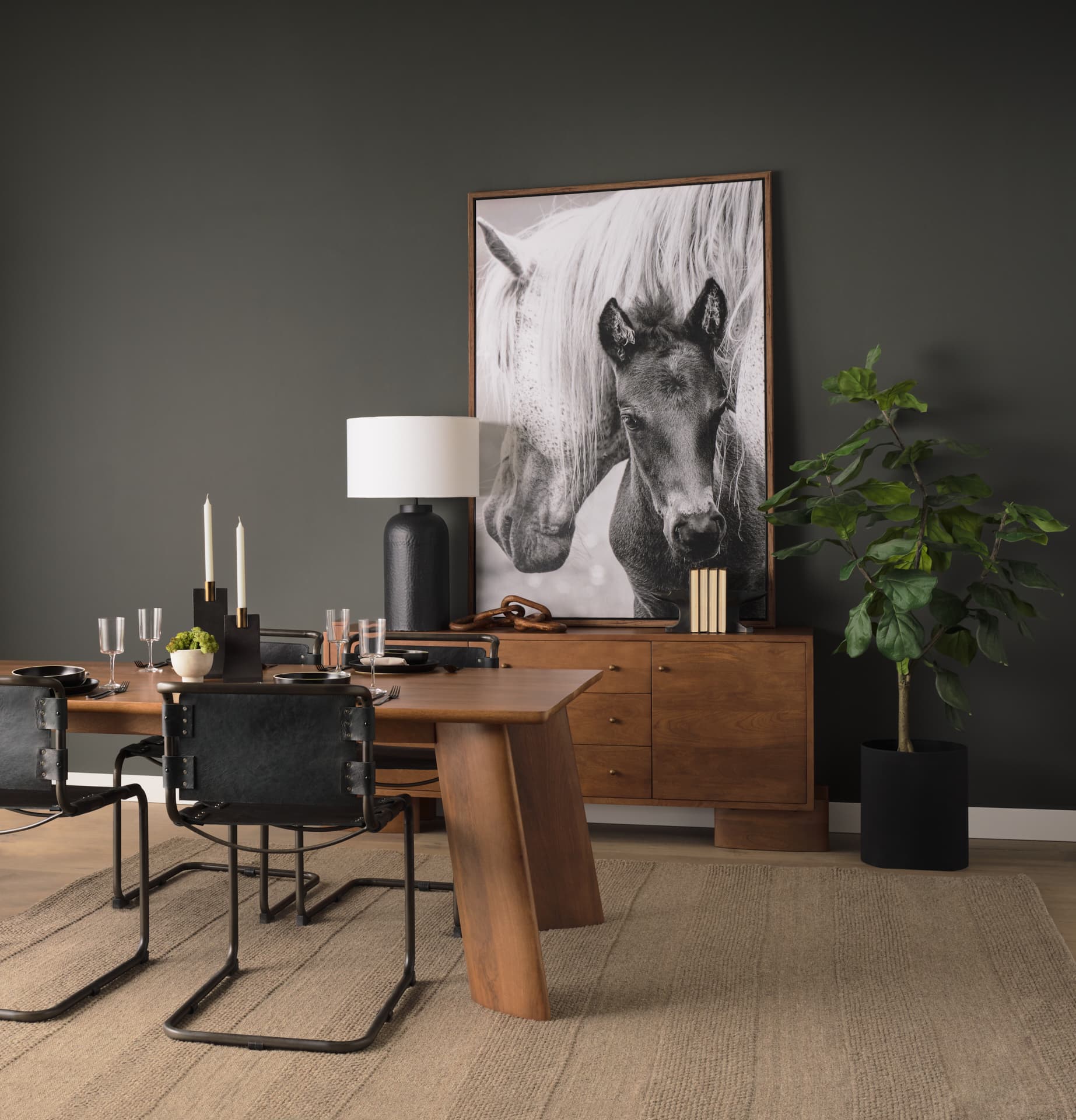 Leo 18.0L x 18.0W x 31.0H Black Hammered W/White Fabric Shade Table Lamp — product photograph