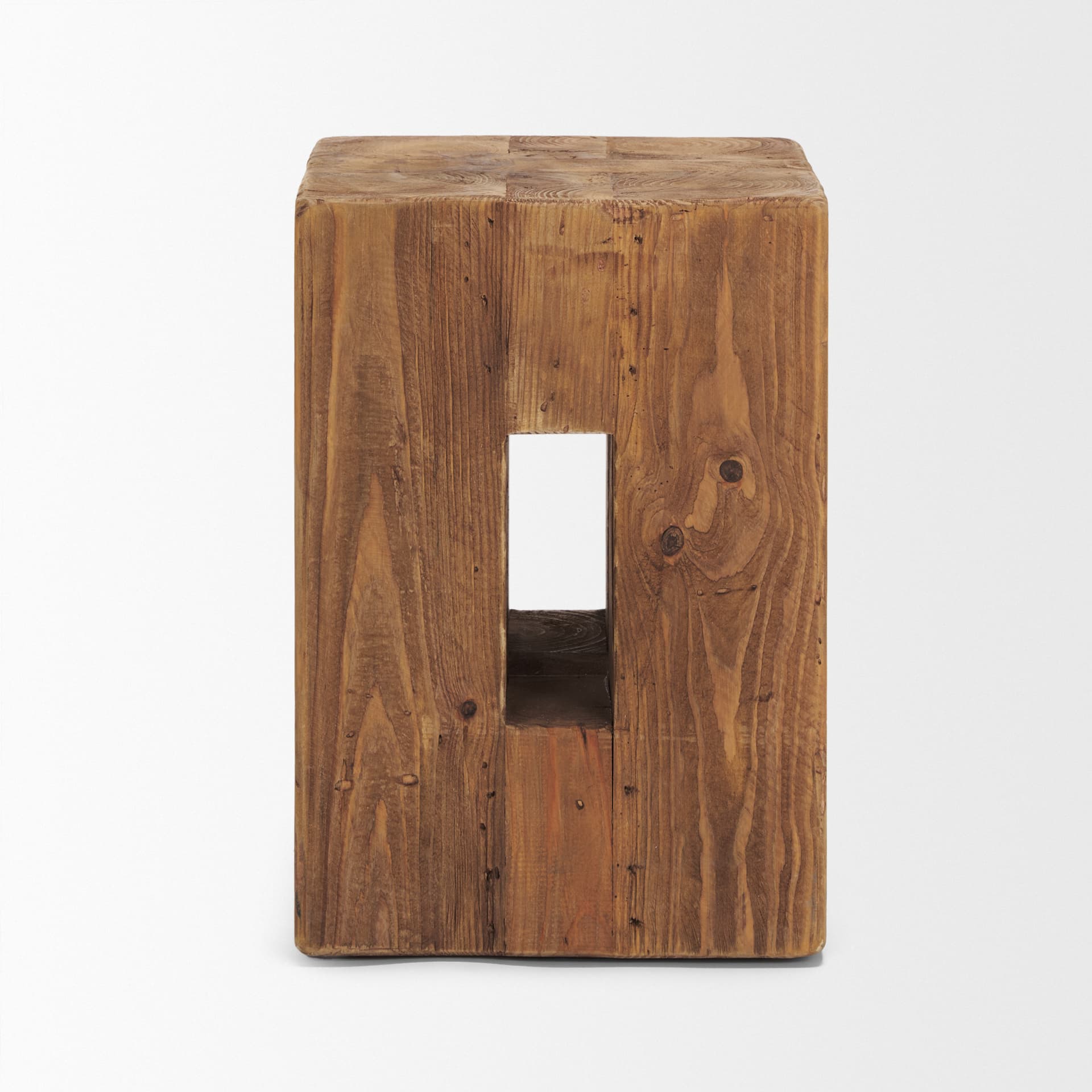 Waylen Natural Wood Block Accent Stool — product photograph