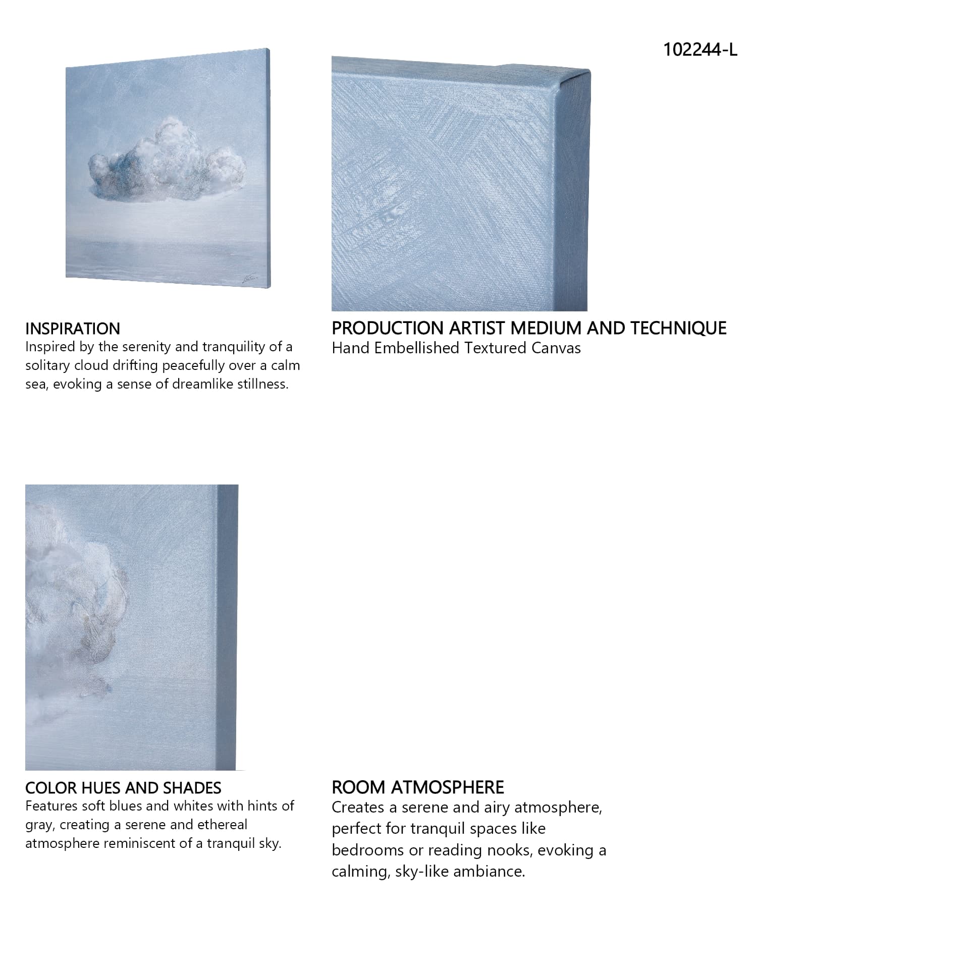 Day Cloud I by Mercana Studio a Hand Embellished Textured Canvas — in a styled room