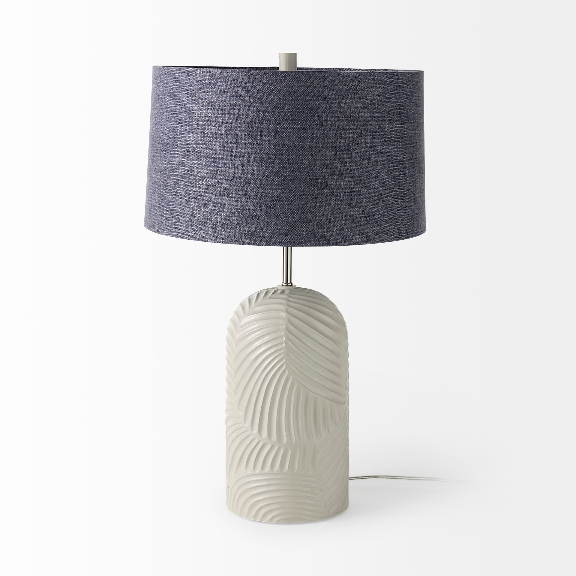 Quinn 19.0L x 19.0W x 24.6H Beige Base W/Navy Fabric Shade Table Lamp — product photograph