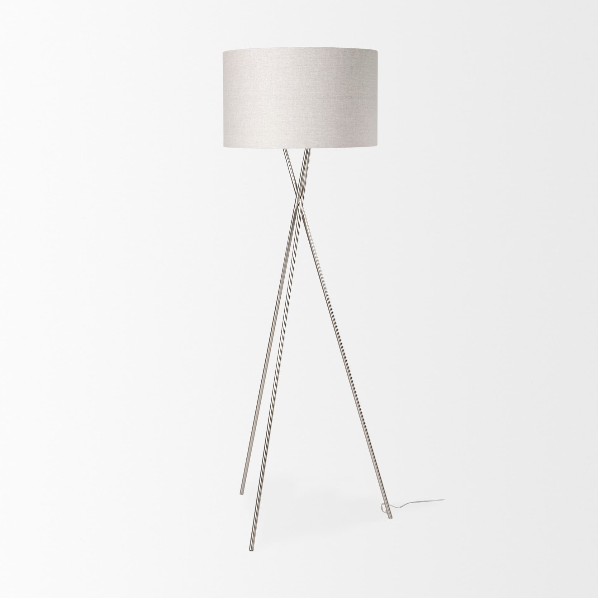Ambrose 20.0L x 20.0W x 61.8H Silver Metal W/Beige Fabric Shade Floor Lamp — product photograph