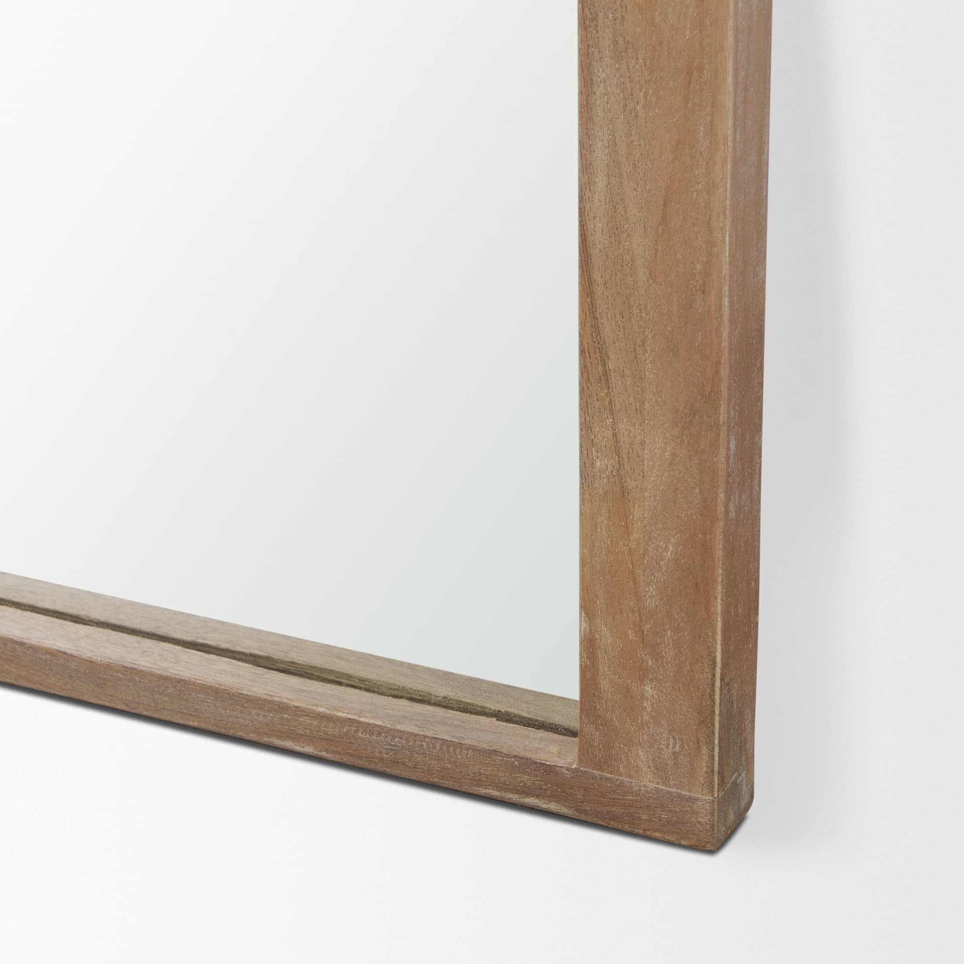 Celeste Light Brown Wood Arched Floor Mirror — product photograph