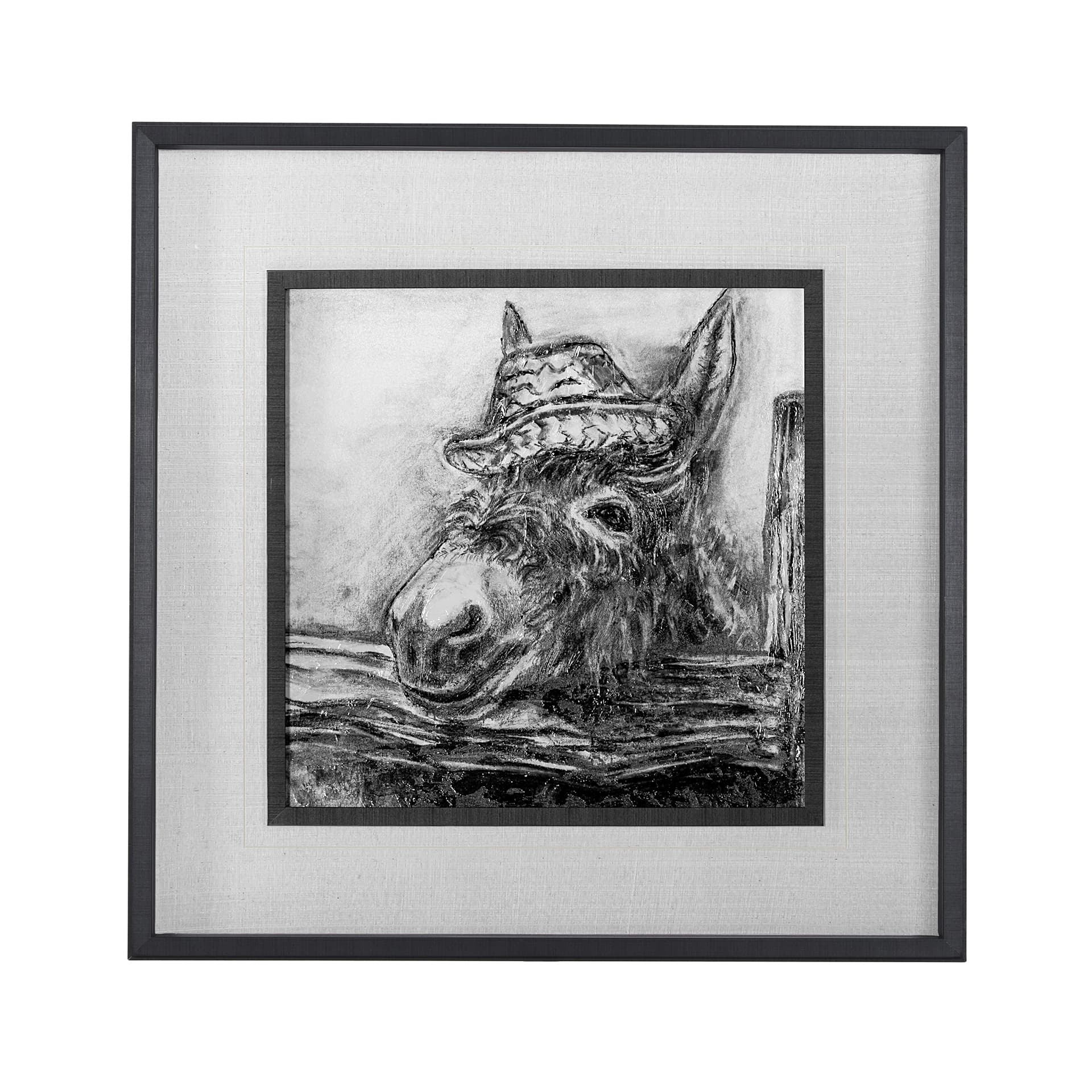 Donkey I by Mercana Studio a Hand Embellished Textured Framed Art Print Matted under Glass — product photograph