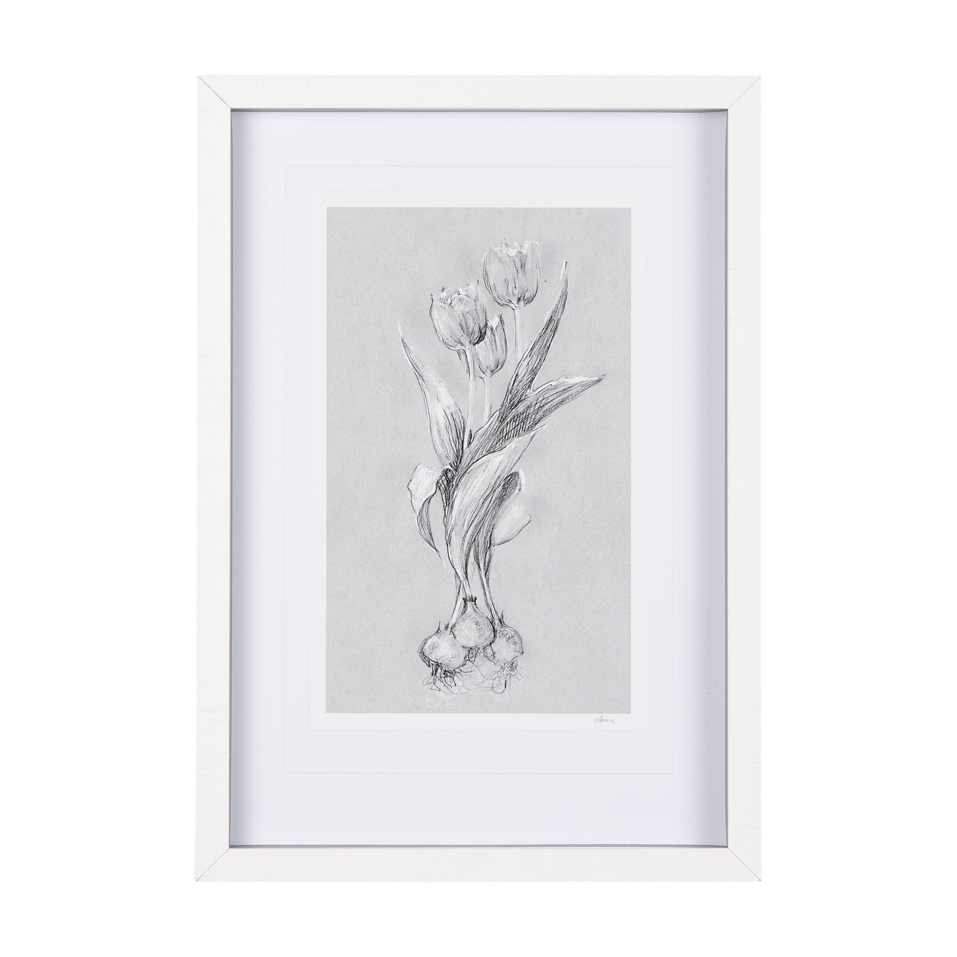 Botanical sketches I (Grey) by Mercana Studio Hand Embellished Framed Art Print Matted under Glass — product photograph