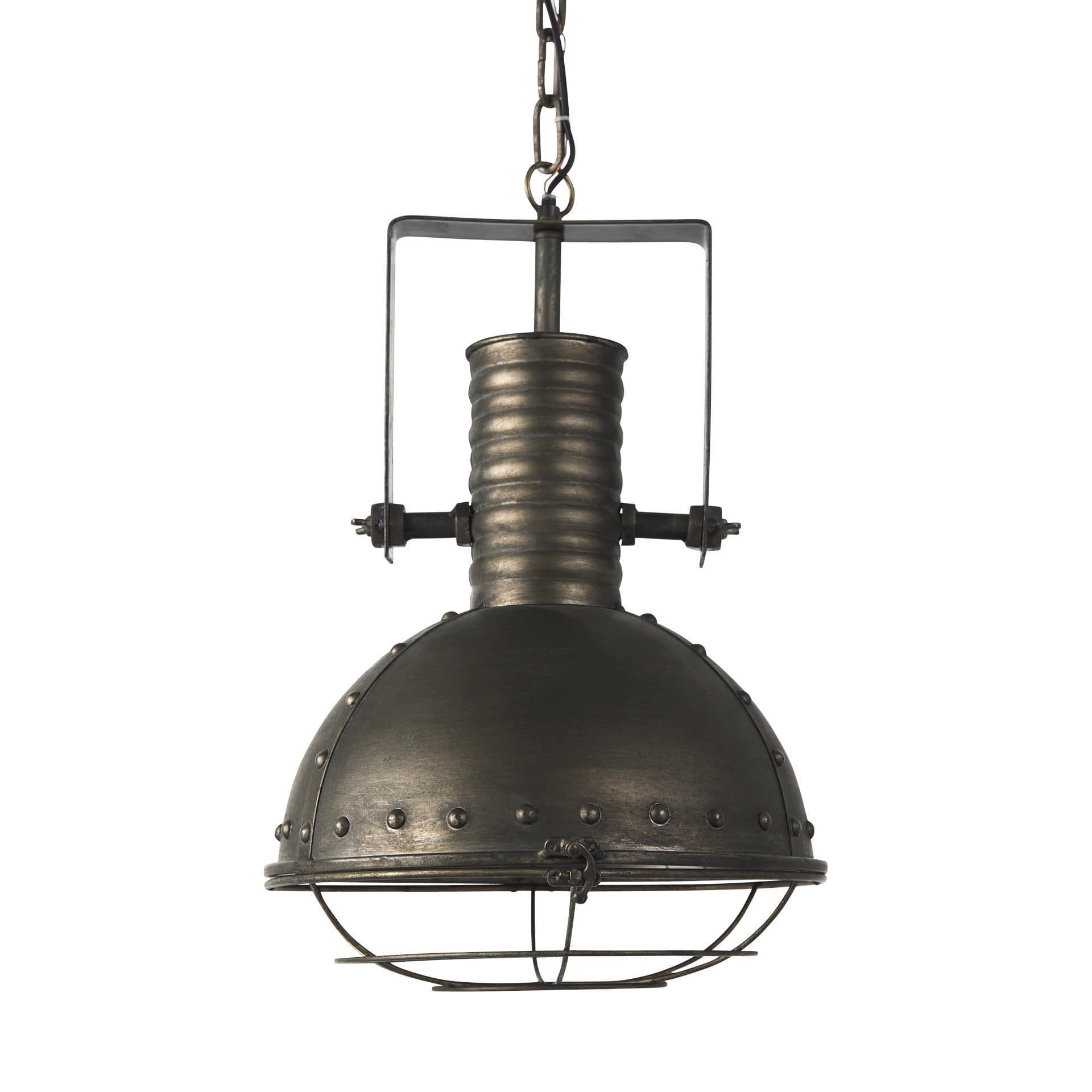 Zaio 12.5Lx 12.5W x 18.5H Weathered Antique Gold Metal Caged Bulb Pendant Light — product photograph